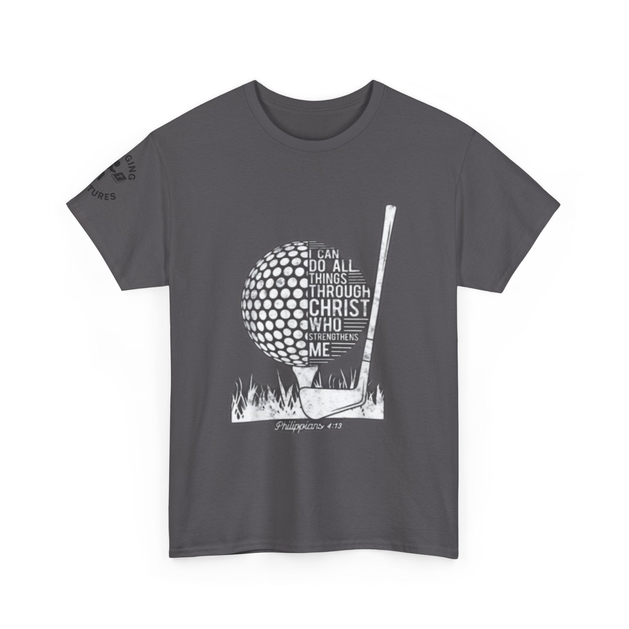 Philippians 4:13 Golf Tee | Christian Sports Shirt | Faith-Based Athletic Apparel | Unisex Heavy Cotton