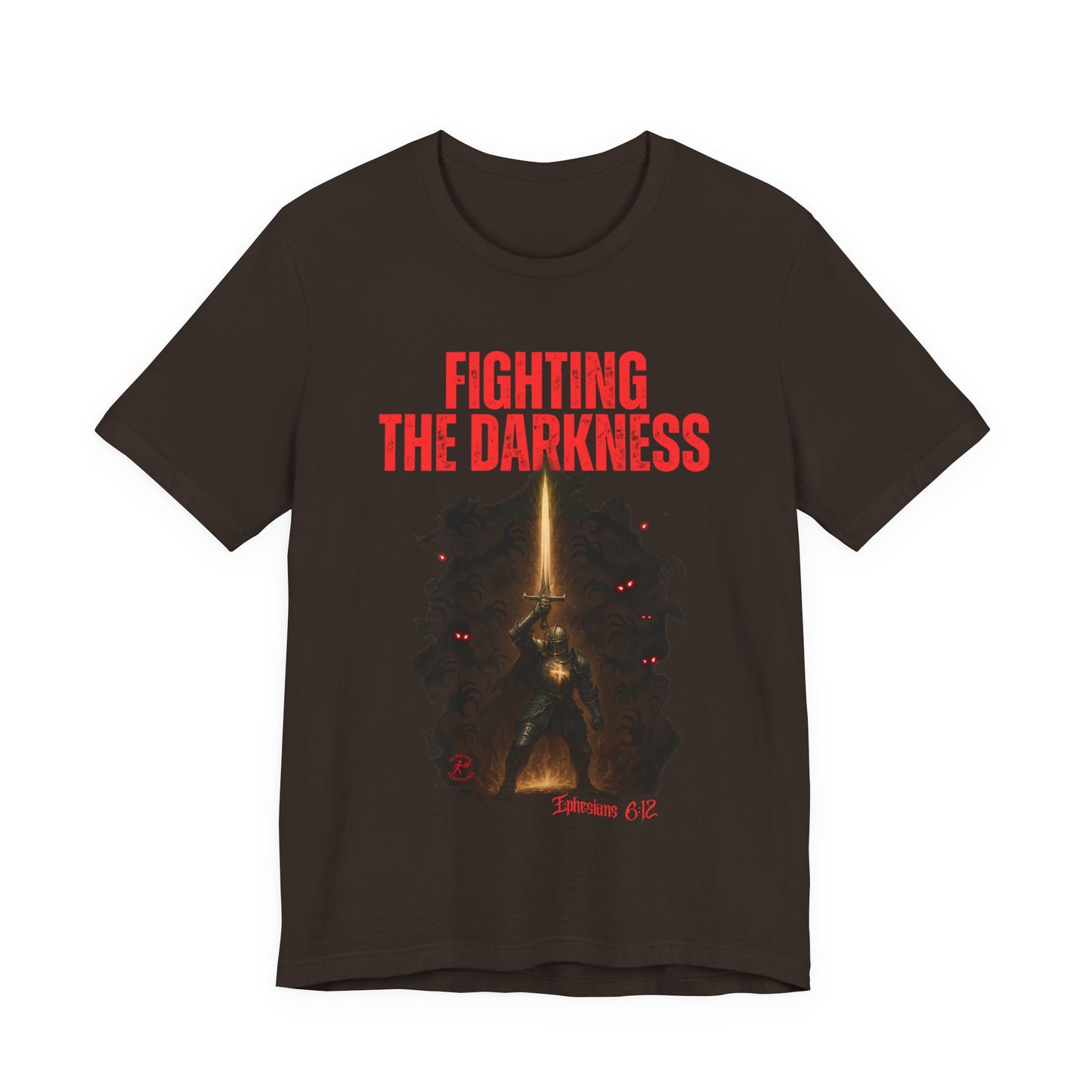 Fighting the Darkness Christian Jersey T-Shirt – Ephesians 6:12 Bible Verse Tee, Spiritual Warrior Faith Apparel