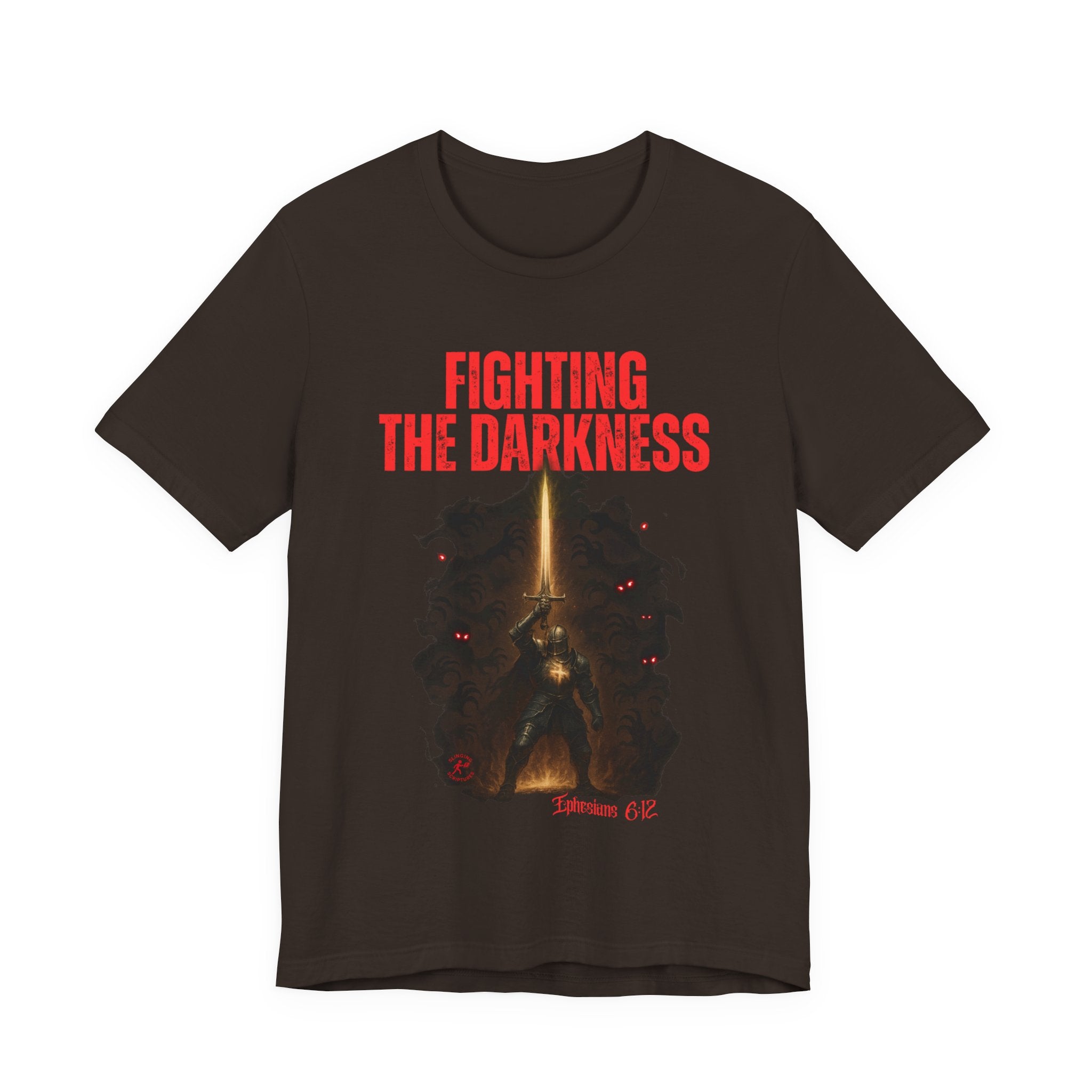 Fighting the Darkness Christian Jersey T-Shirt – Ephesians 6:12 Bible Verse Tee, Spiritual Warrior Faith Apparel