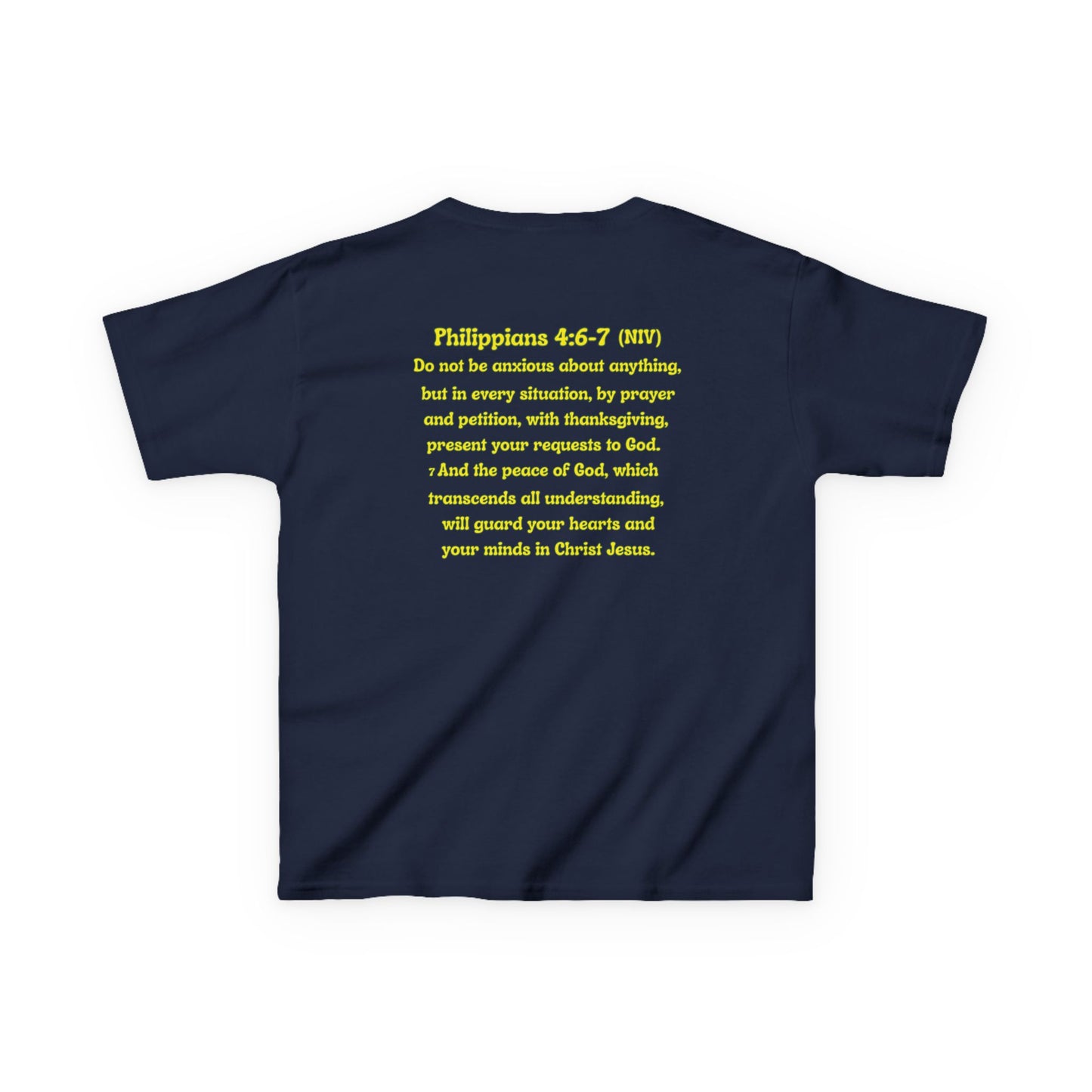 Don’t Worry, Be Happy Kids Tee | Philippians 4:6-7 Scripture Shirt