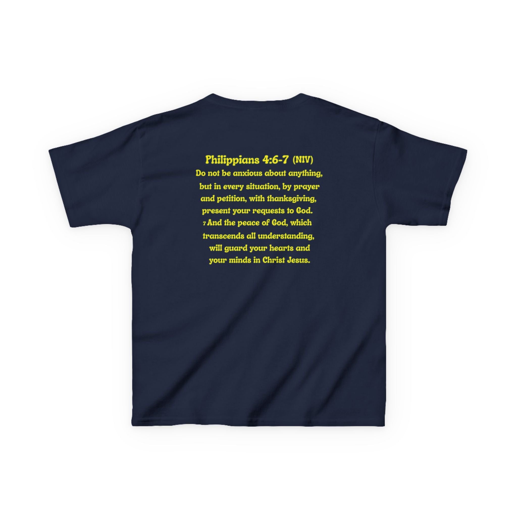 Don’t Worry, Be Happy Kids Tee | Philippians 4:6-7 Scripture Shirt
