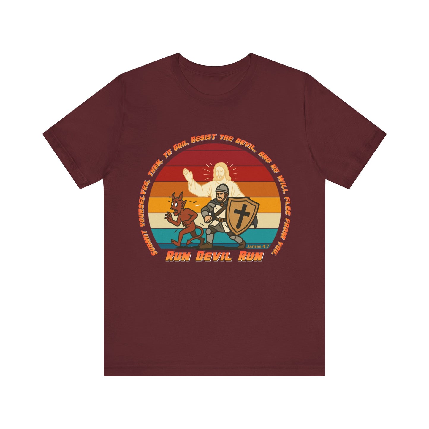 Run Devil Run — James 4:7  | Unisex Jersey Short Sleeve Christian Tee