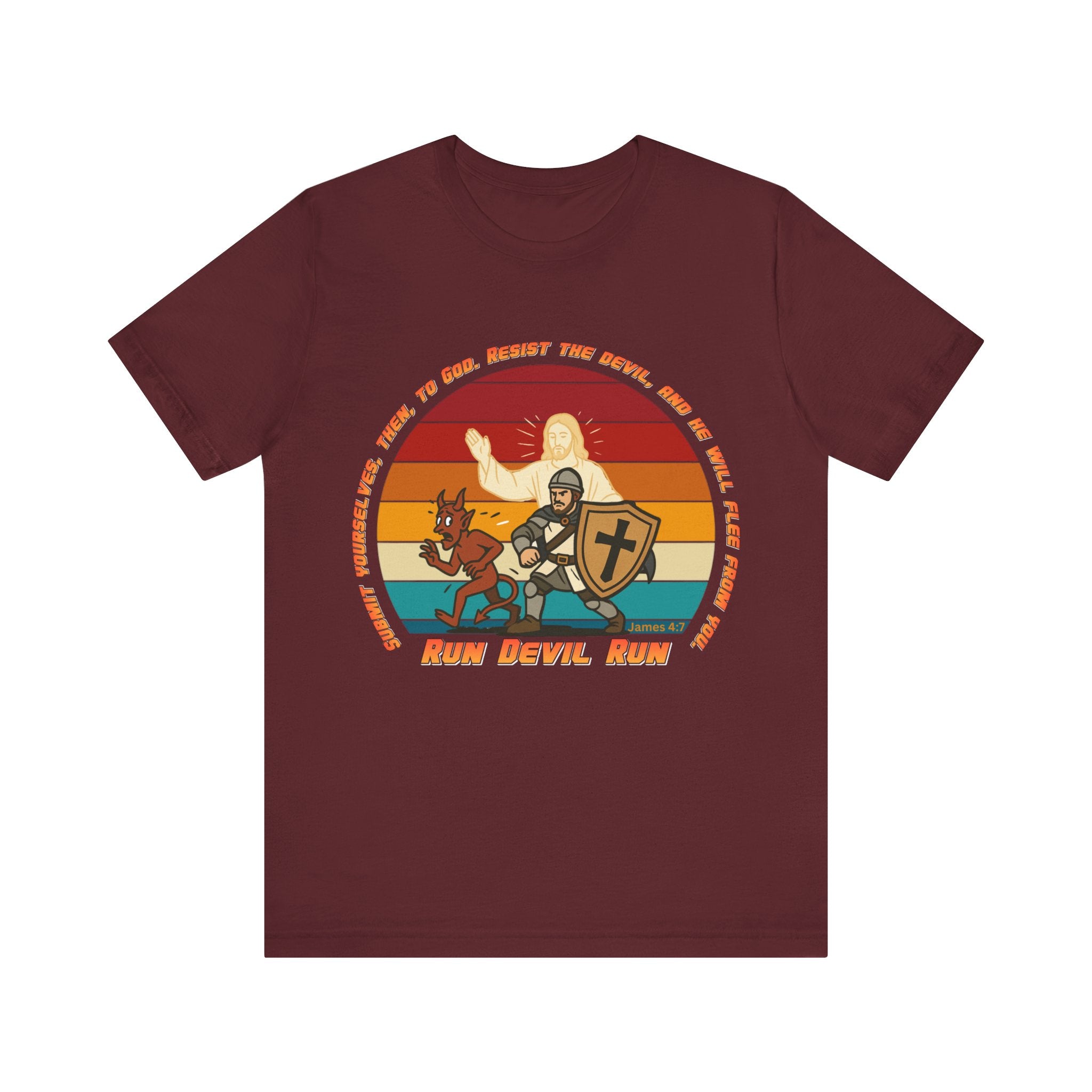 Run Devil Run — James 4:7  | Unisex Jersey Short Sleeve Christian Tee