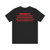 Fighting the Darkness Christian Jersey T-Shirt – Ephesians 6:12 Bible Verse Tee, Spiritual Warrior Faith Apparel