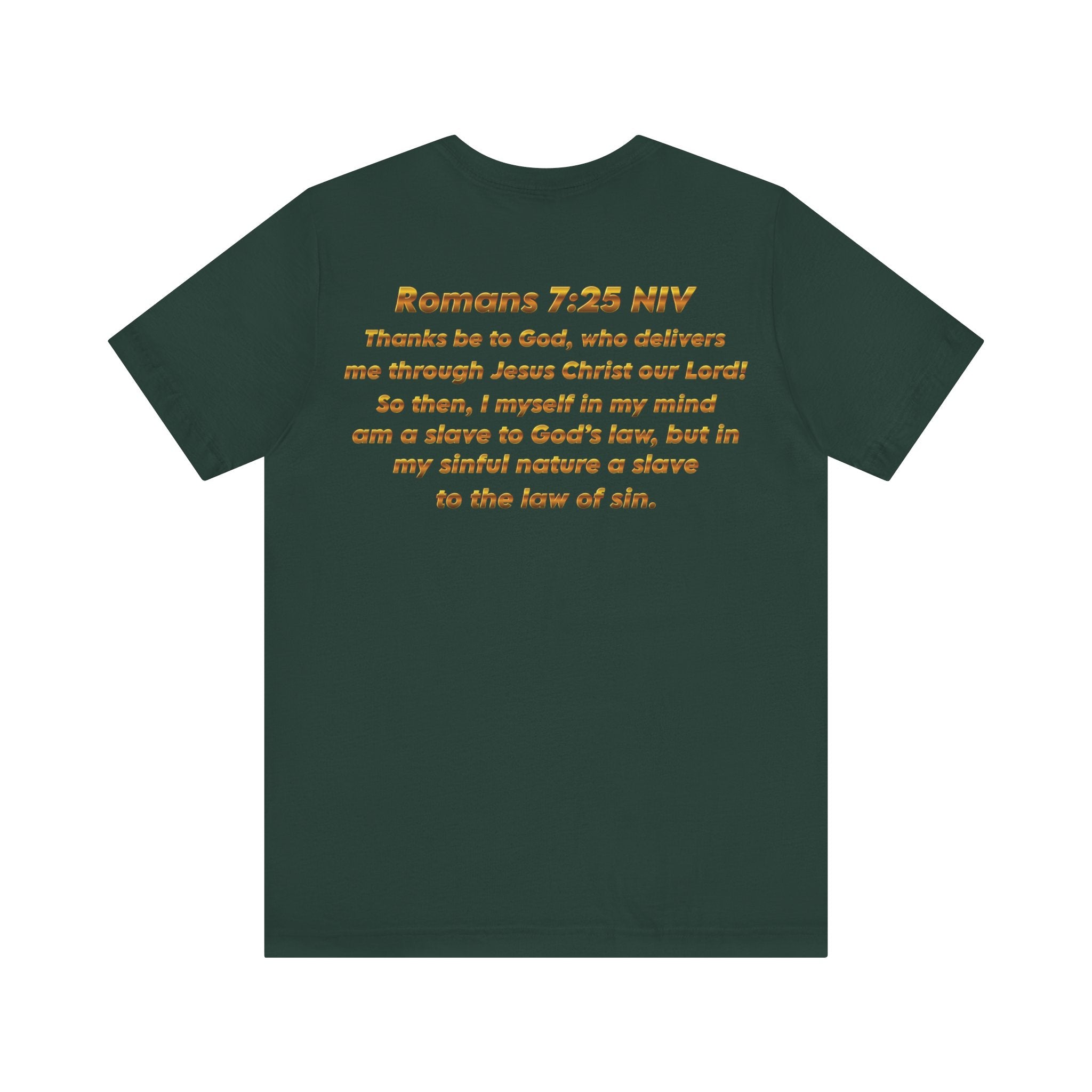 Romans 7:25 Christian Jersey T-Shirt – Spiritual Quote Tee, Unisex Bible Verse Apparel, Inspirational Faith Shirt for Men & Women