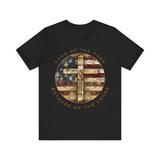 Land of the Free Because of the Cross Tee | Patriotic Christian Shirt | Unisex Jersey Short Sleeve