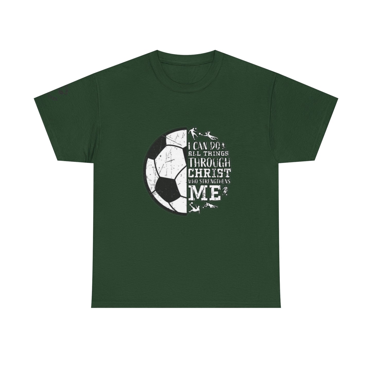Philippians 4:13 Soccer Tee | Christian Athlete Shirt | Faith-Based Sports Apparel | Unisex Heavy Cotton