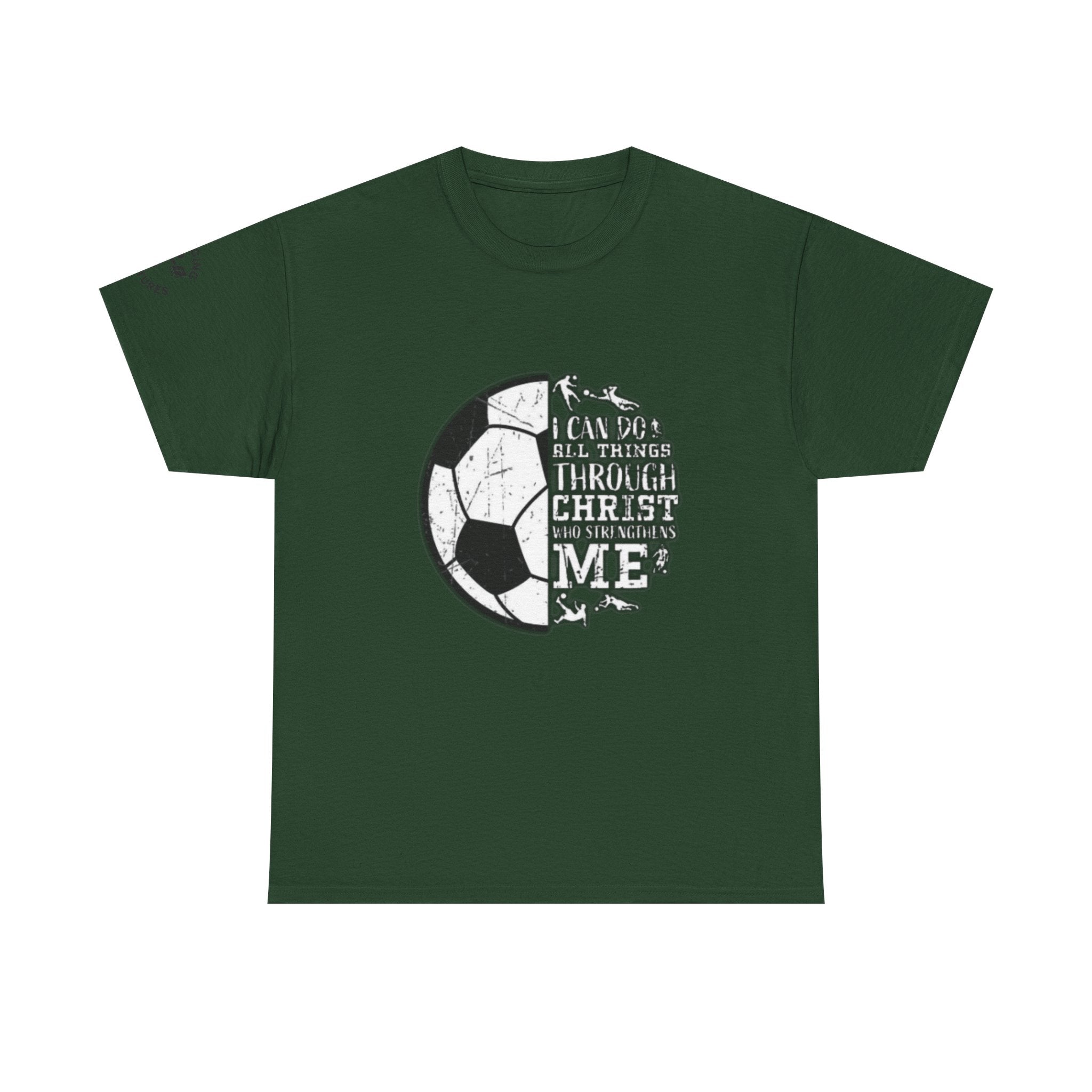 Philippians 4:13 Soccer Tee | Christian Athlete Shirt | Faith-Based Sports Apparel | Unisex Heavy Cotton