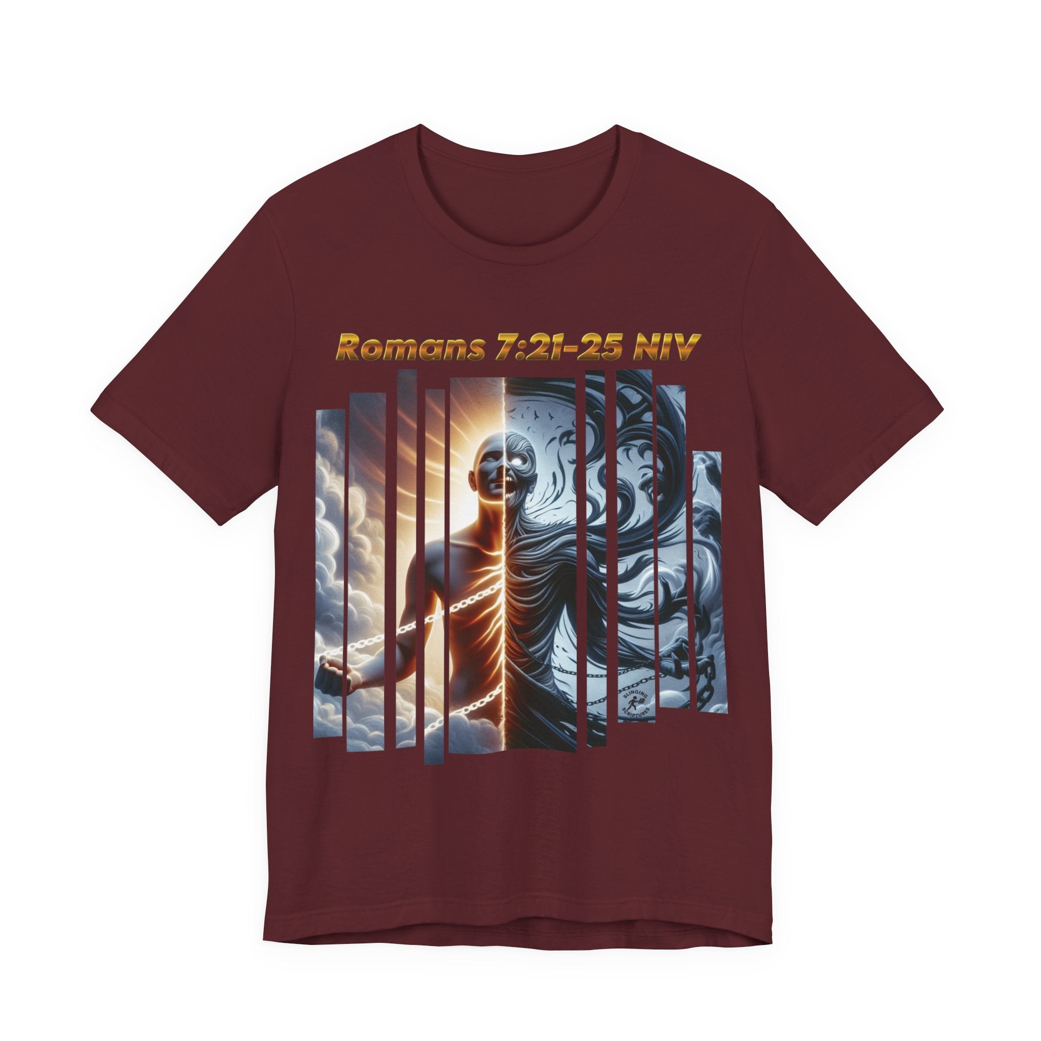 Romans 7:25 Christian Jersey T-Shirt – Spiritual Quote Tee, Unisex Bible Verse Apparel, Inspirational Faith Shirt for Men & Women