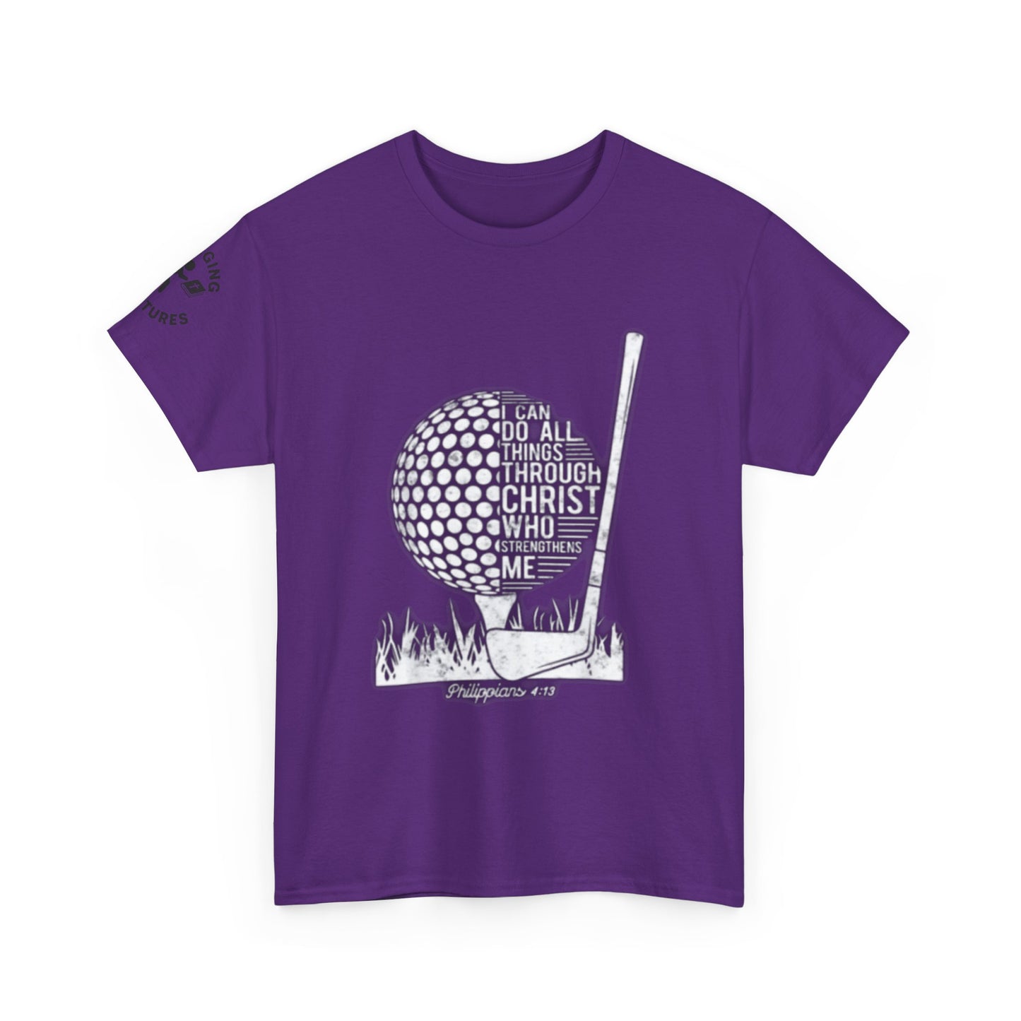 Philippians 4:13 Golf Tee | Christian Sports Shirt | Faith-Based Athletic Apparel | Unisex Heavy Cotton