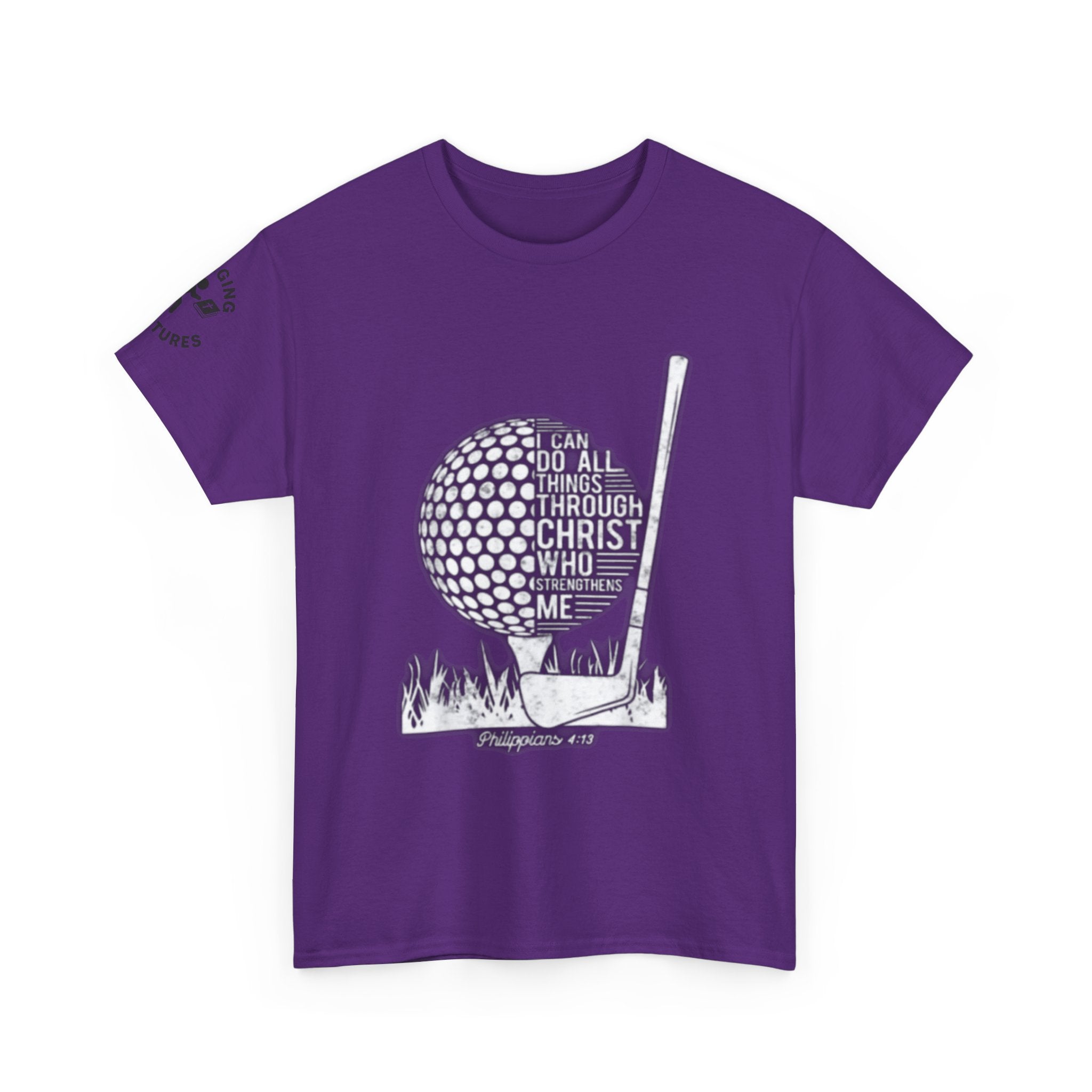 Philippians 4:13 Golf Tee | Christian Sports Shirt | Faith-Based Athletic Apparel | Unisex Heavy Cotton