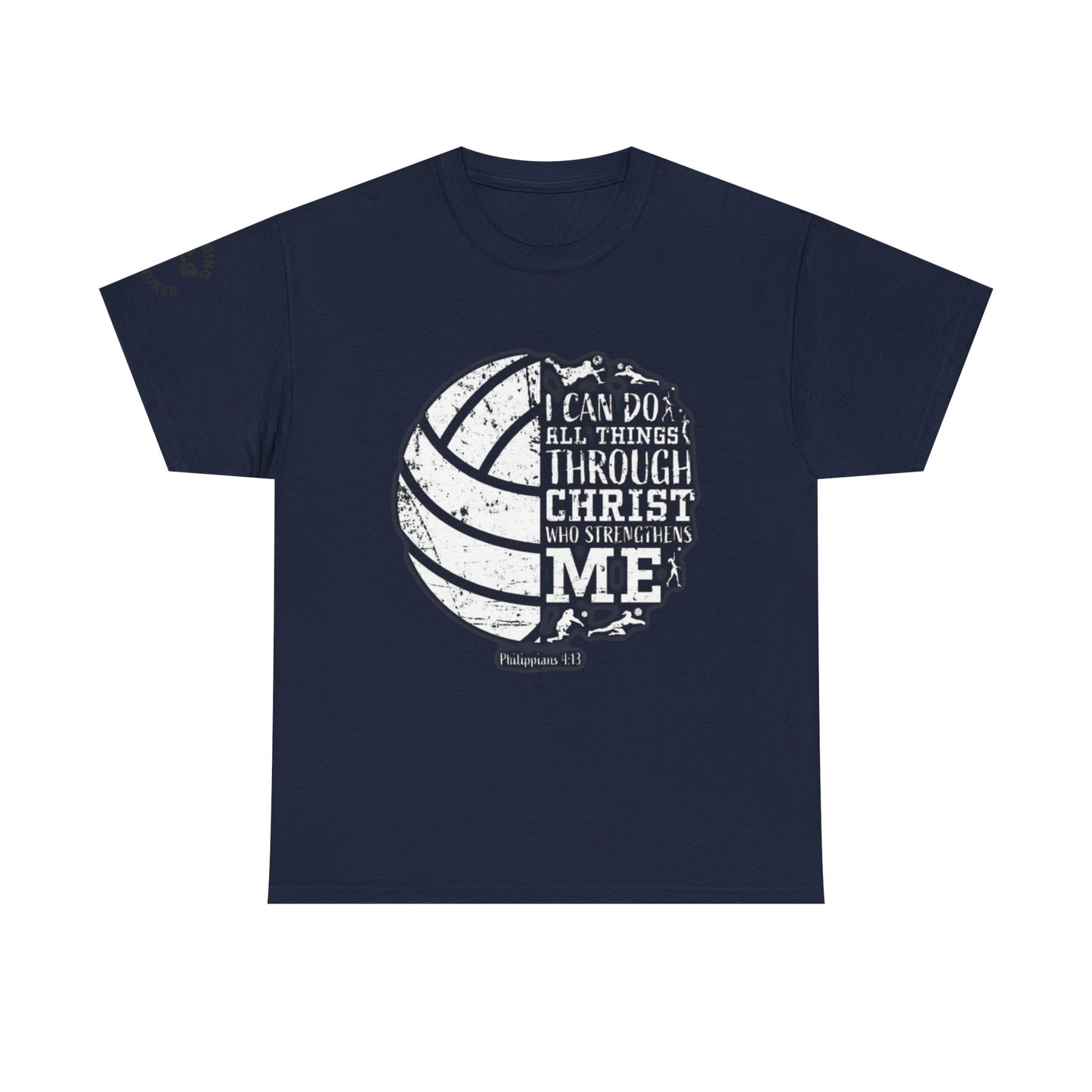 Philippians 4:13 Volleyball Tee | Christian Sports Shirt | Unisex Heavy Cotton T-Shirt