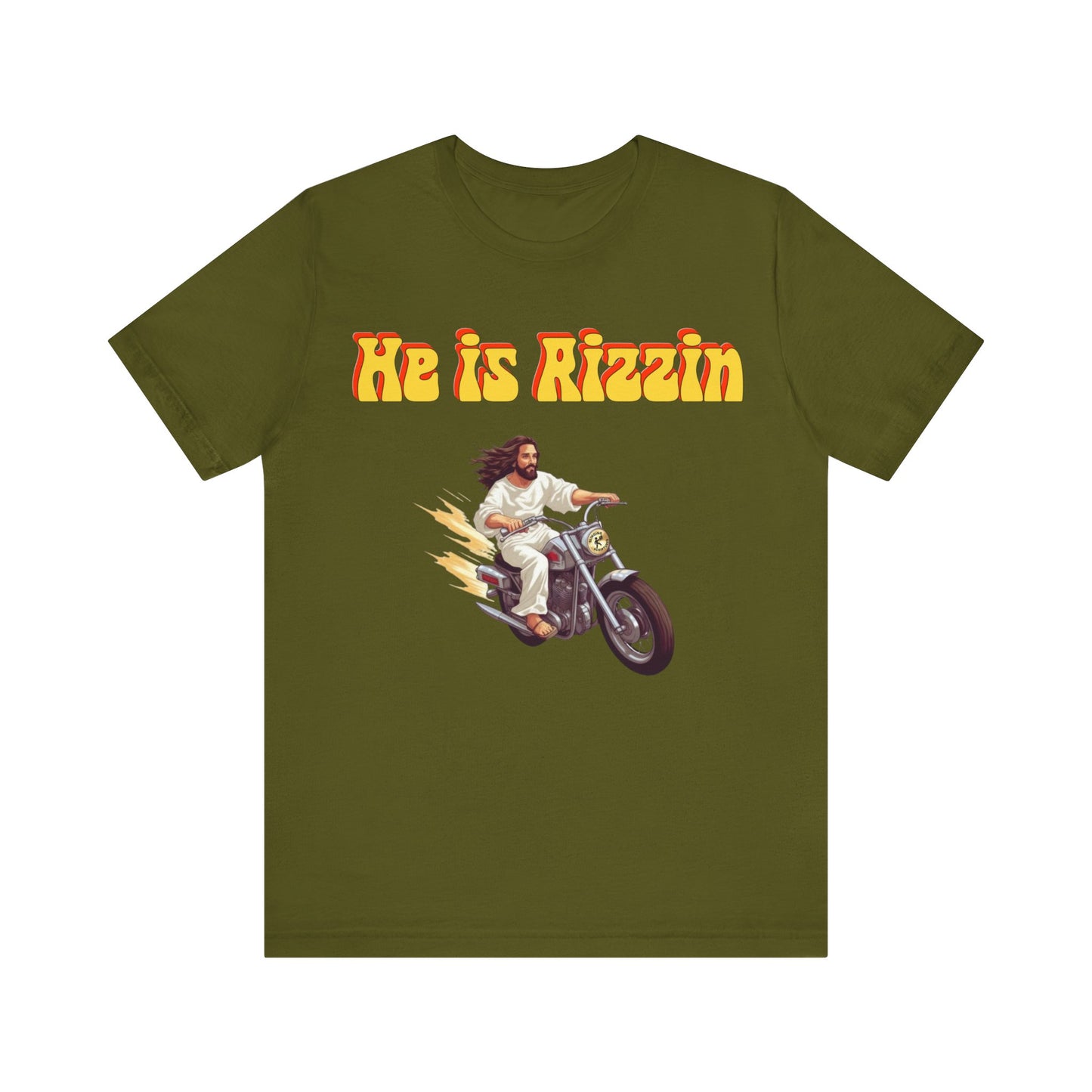 He is Rizzin Unisex Jersey Short Sleeve Tee with Matthew 11:28