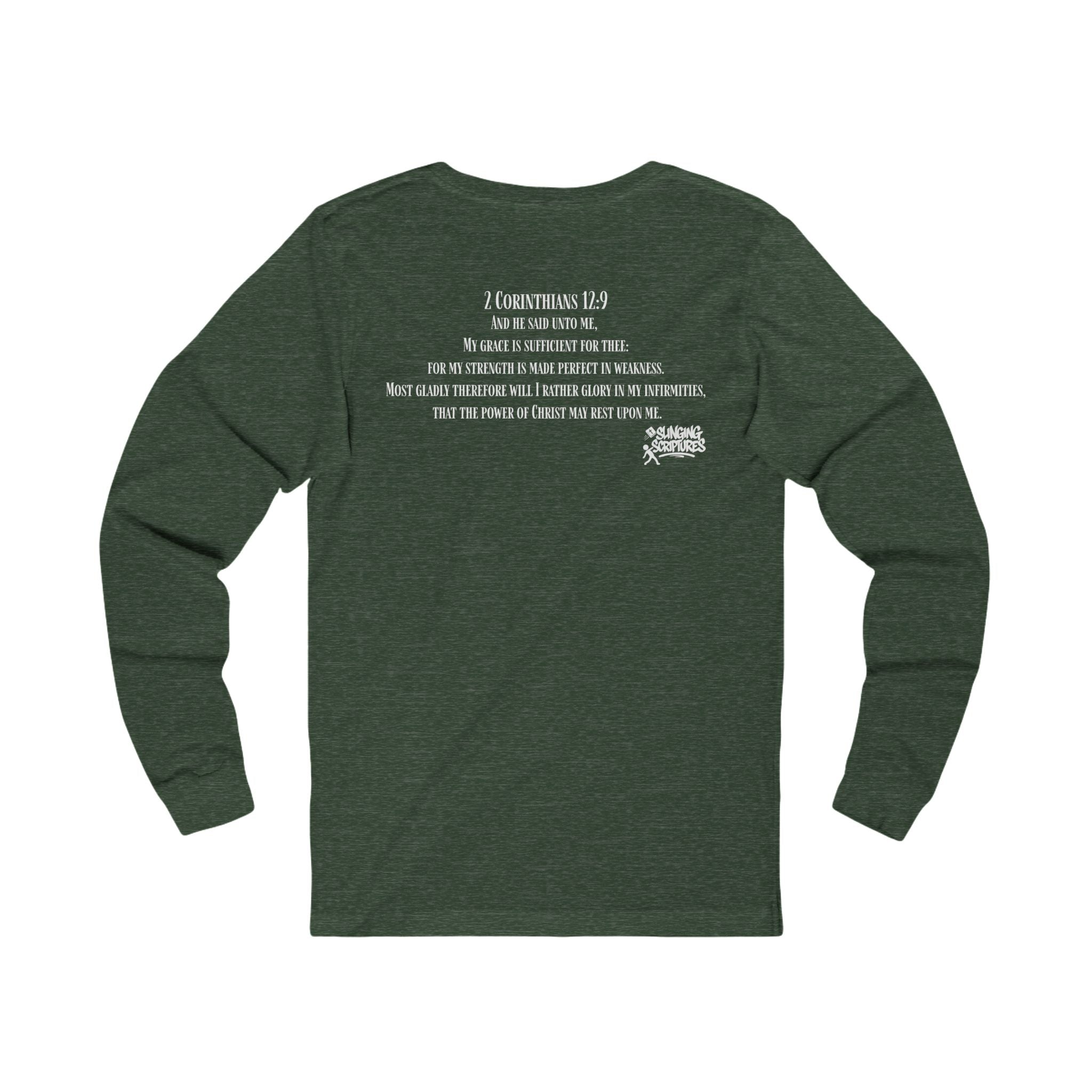 His Grace Sustains Me — 2 Corinthians 12:9 | Unisex Christian Jersey Long Sleeve T-Shirt