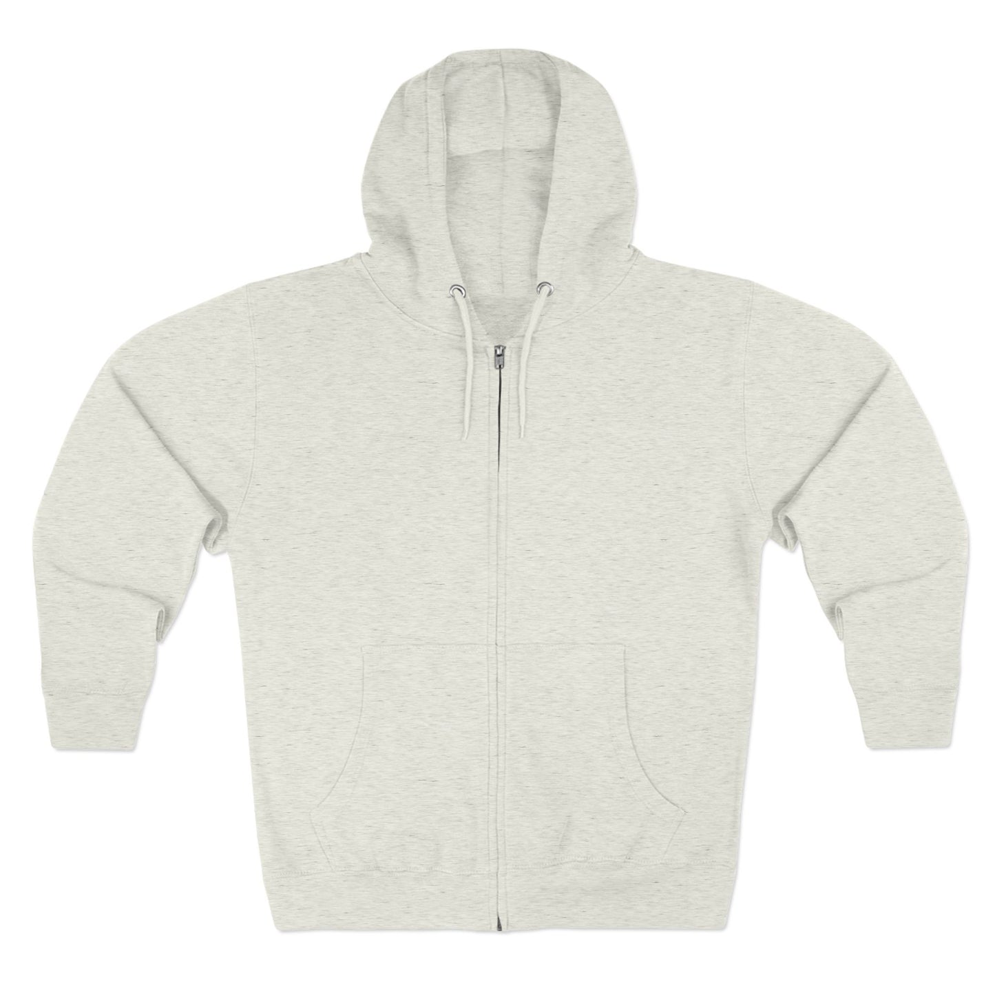 Front is blank oatmeal hoodie