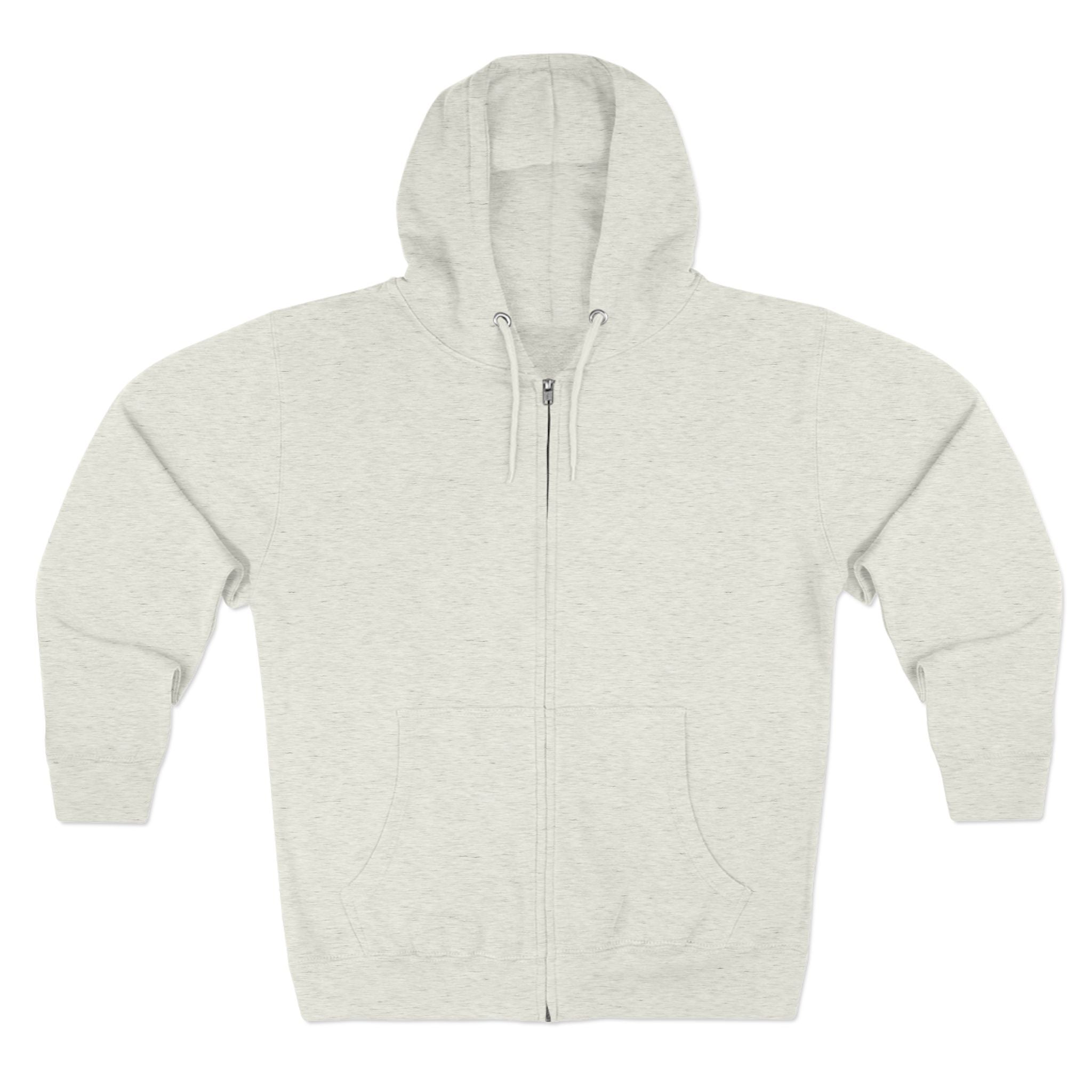 Front is blank oatmeal hoodie