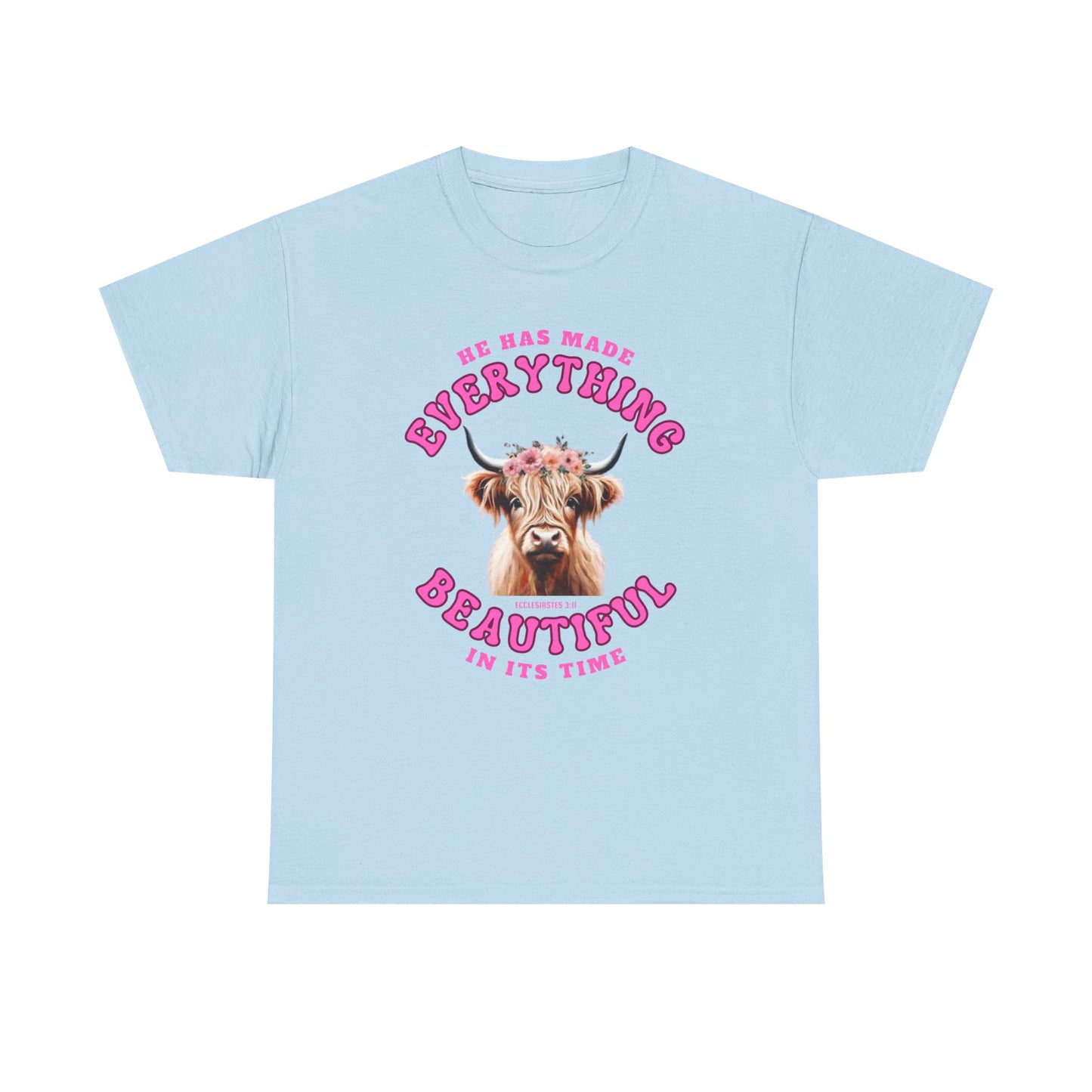 Everything Beautiful in Its Time Tee | Ecclesiastes 3:11 Scripture Shirt | Unisex Heavy Cotton Inspirational Christian T-Shirt