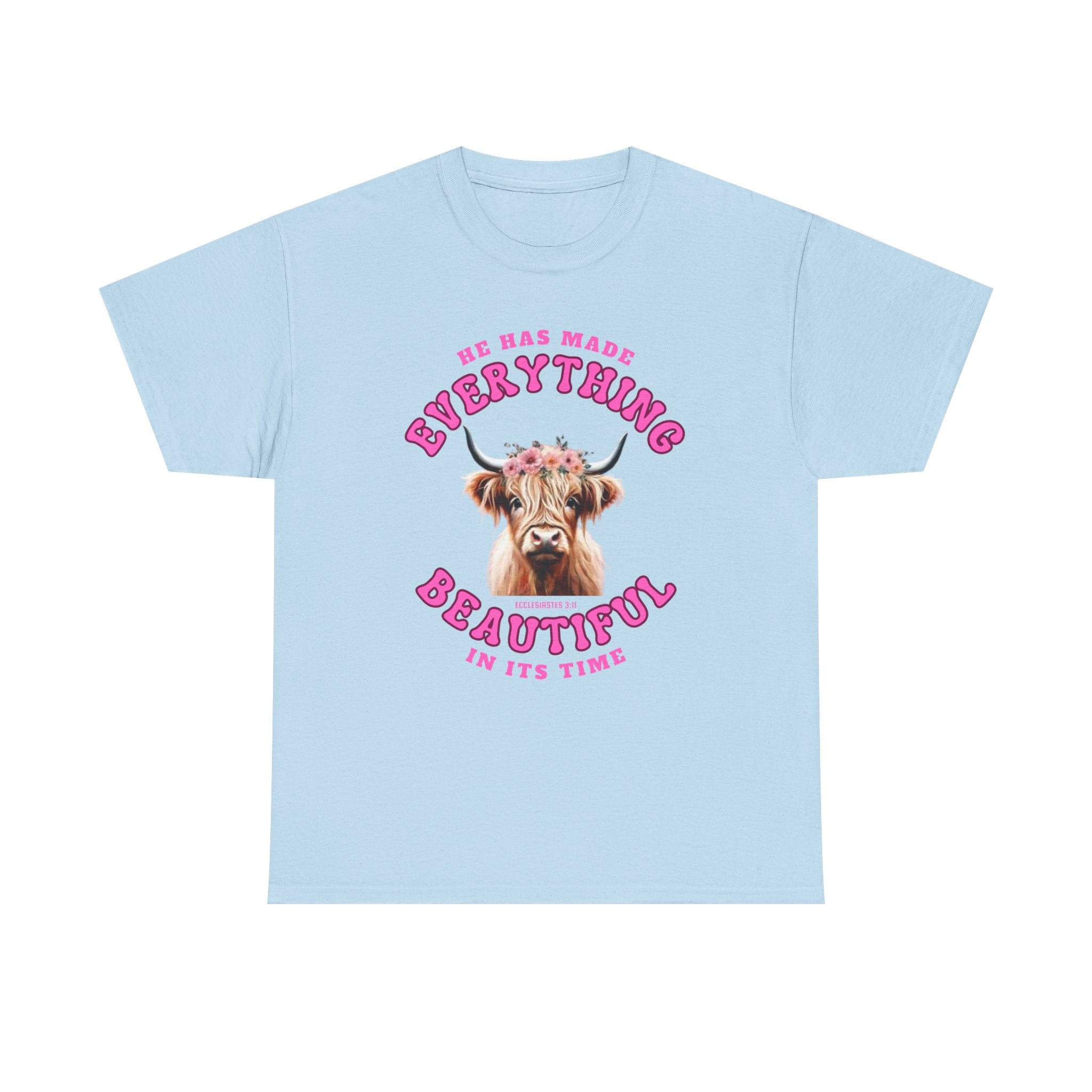 Everything Beautiful in Its Time Tee | Ecclesiastes 3:11 Scripture Shirt | Unisex Heavy Cotton Inspirational Christian T-Shirt