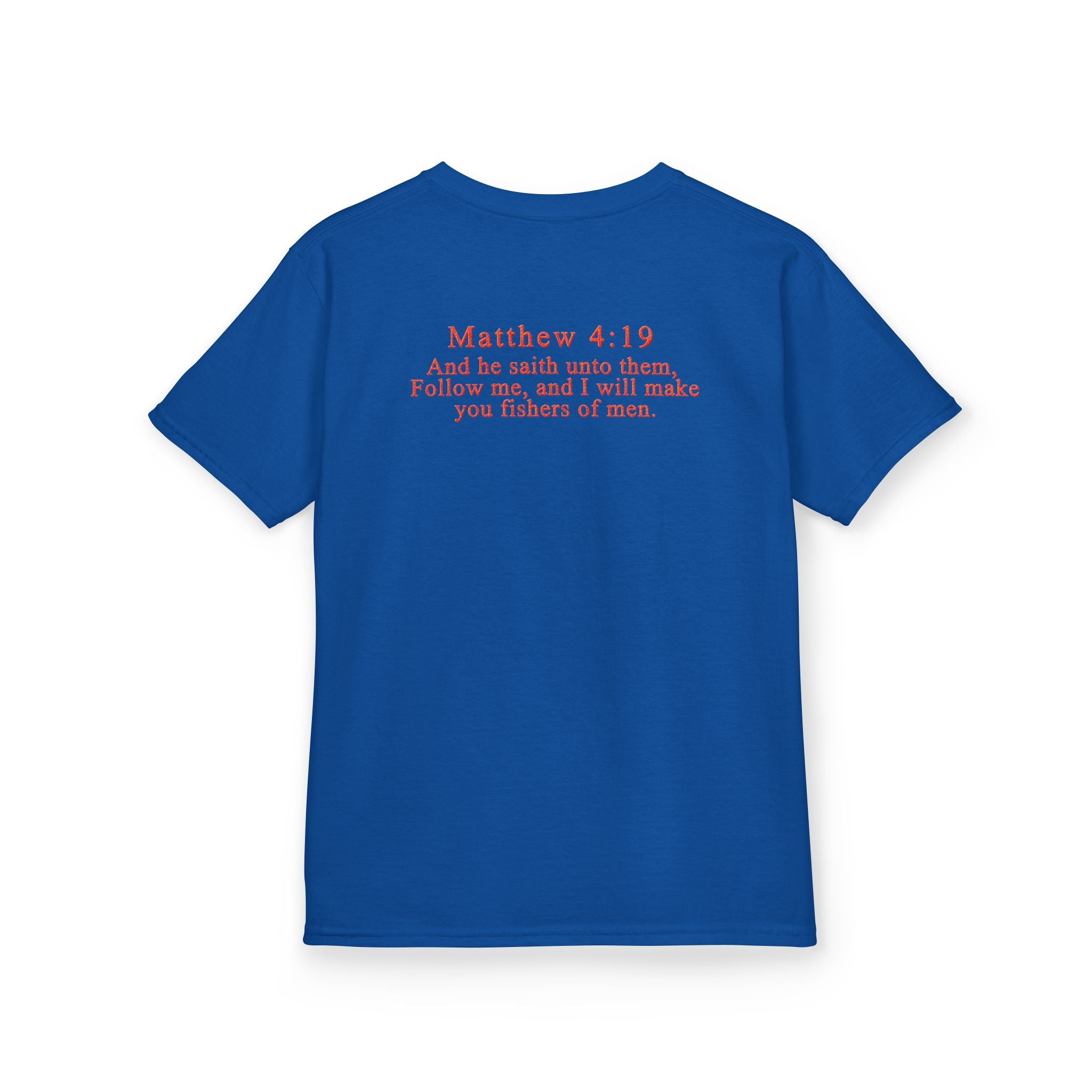 Hooked on Jesus Kids Tee | Matthew 4:19 Scripture Shirt | Christian Fishing T-Shirt for Children | Faith-Based Kids Apparel