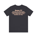 Jesus the Ultimate Deadlifter Tee — Romans 6:9 | Unisex Jersey Short Sleeve Christian T-Shirt