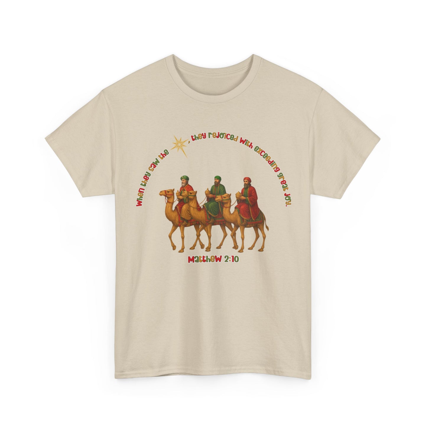 Three Wise Men Christmas Tee | Matthew 2:10 Nativity Shirt | Unisex Heavy Cotton Christian Holiday T-Shirt