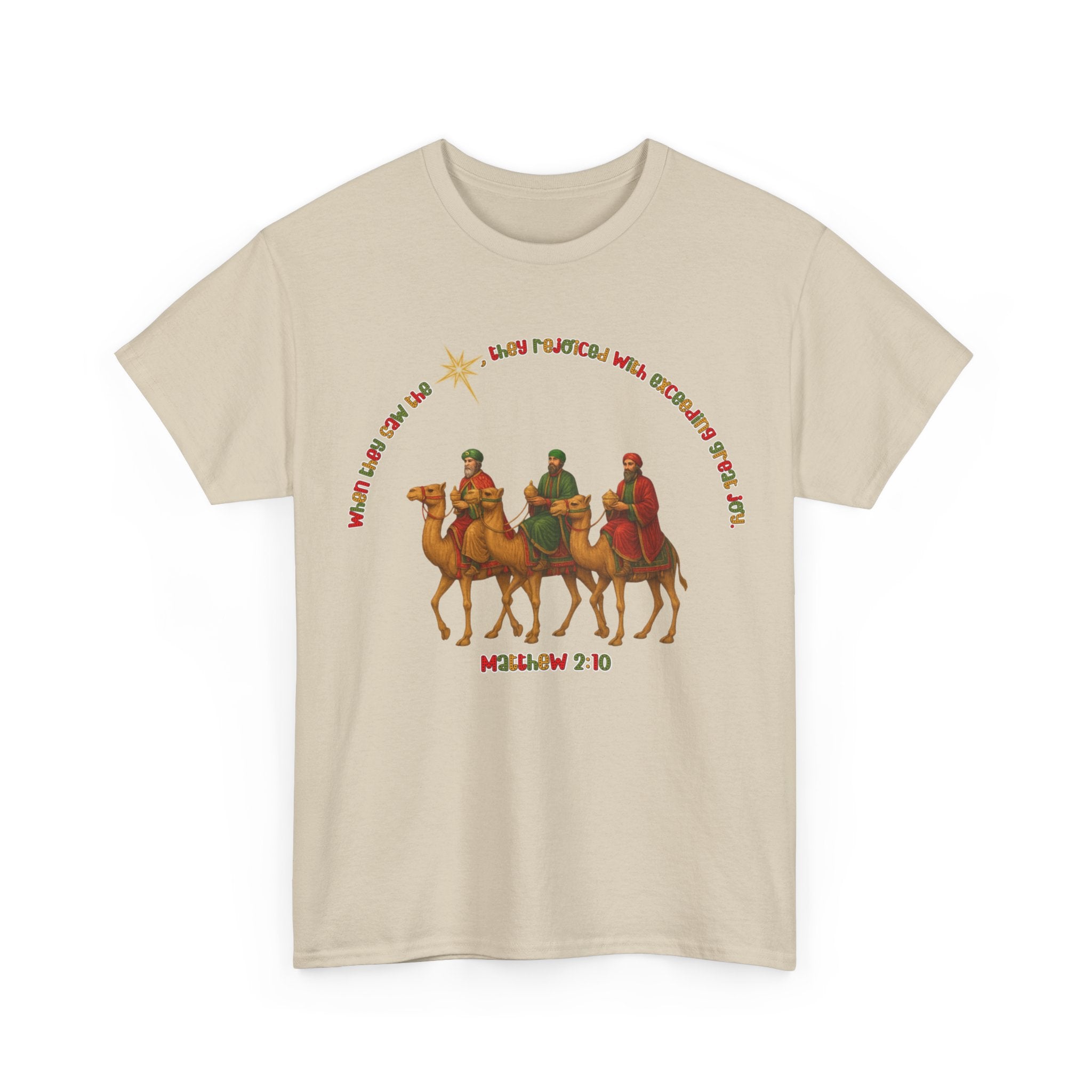 Three Wise Men Christmas Tee | Matthew 2:10 Nativity Shirt | Unisex Heavy Cotton Christian Holiday T-Shirt