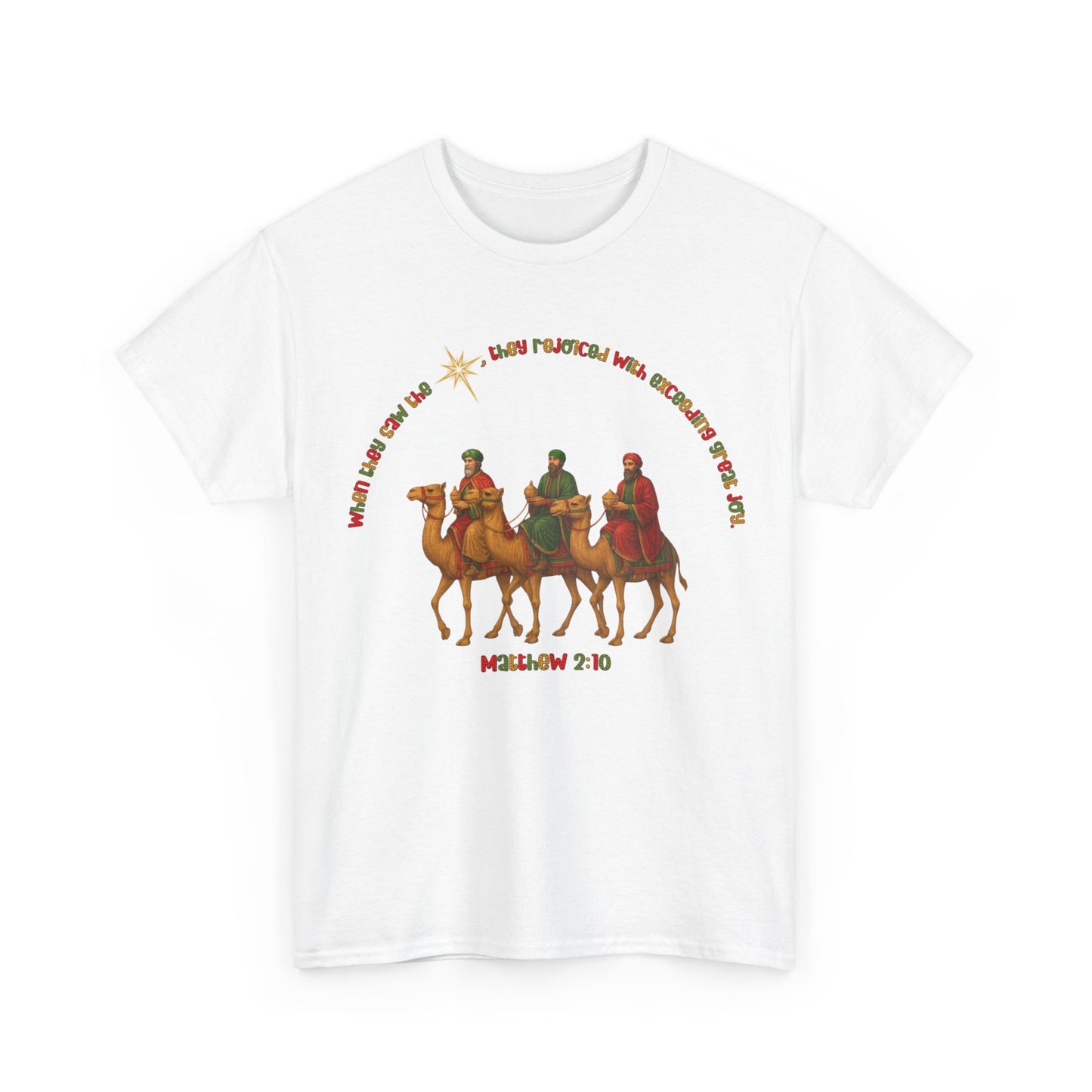 Three Wise Men Christmas Tee | Matthew 2:10 Nativity Shirt | Unisex Heavy Cotton Christian Holiday T-Shirt