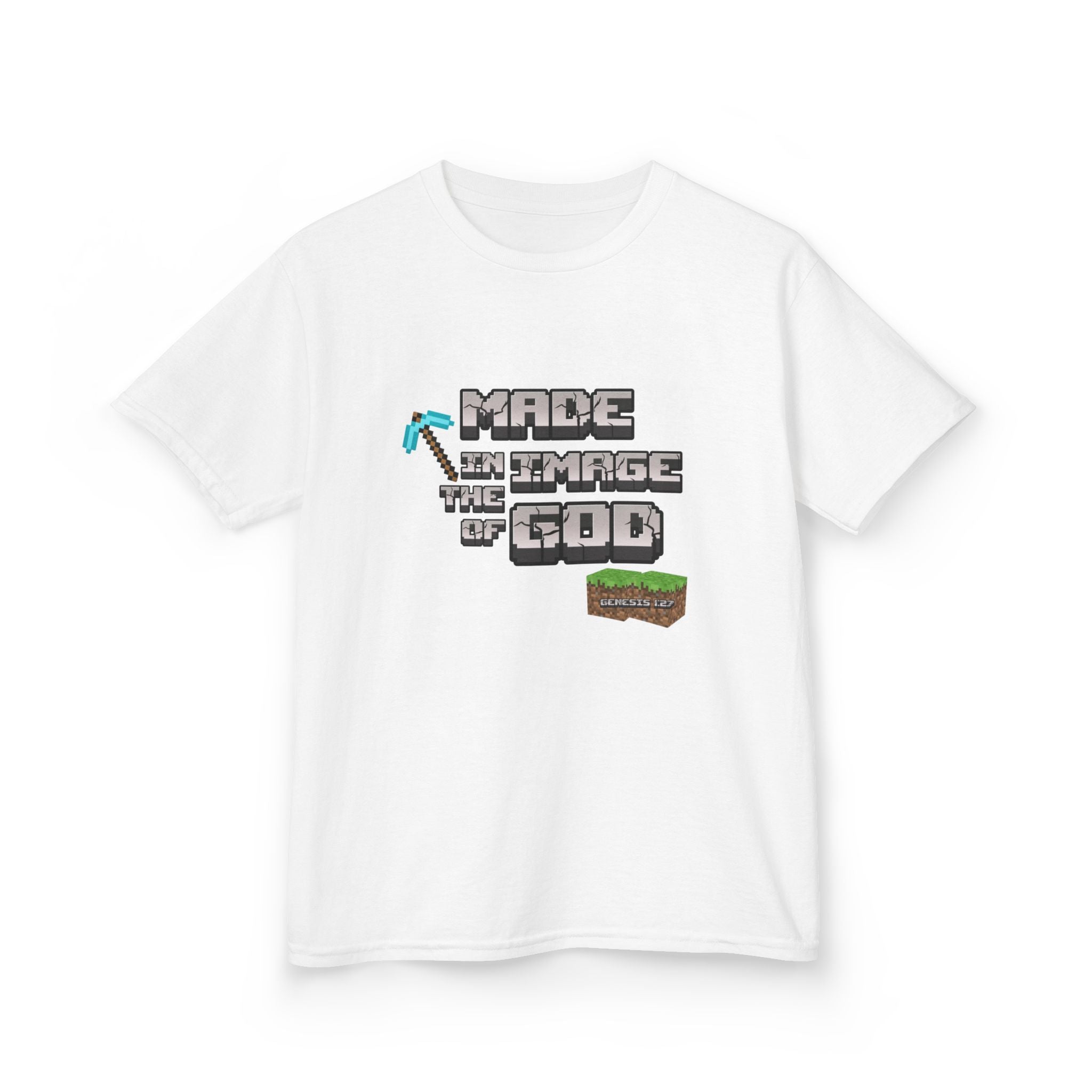 Made in the Image of God | Genesis 1:27 Christian Minecraft-Inspired Kids Tee