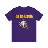He is Rizzin Unisex Jersey Short Sleeve Tee with Matthew 11:28