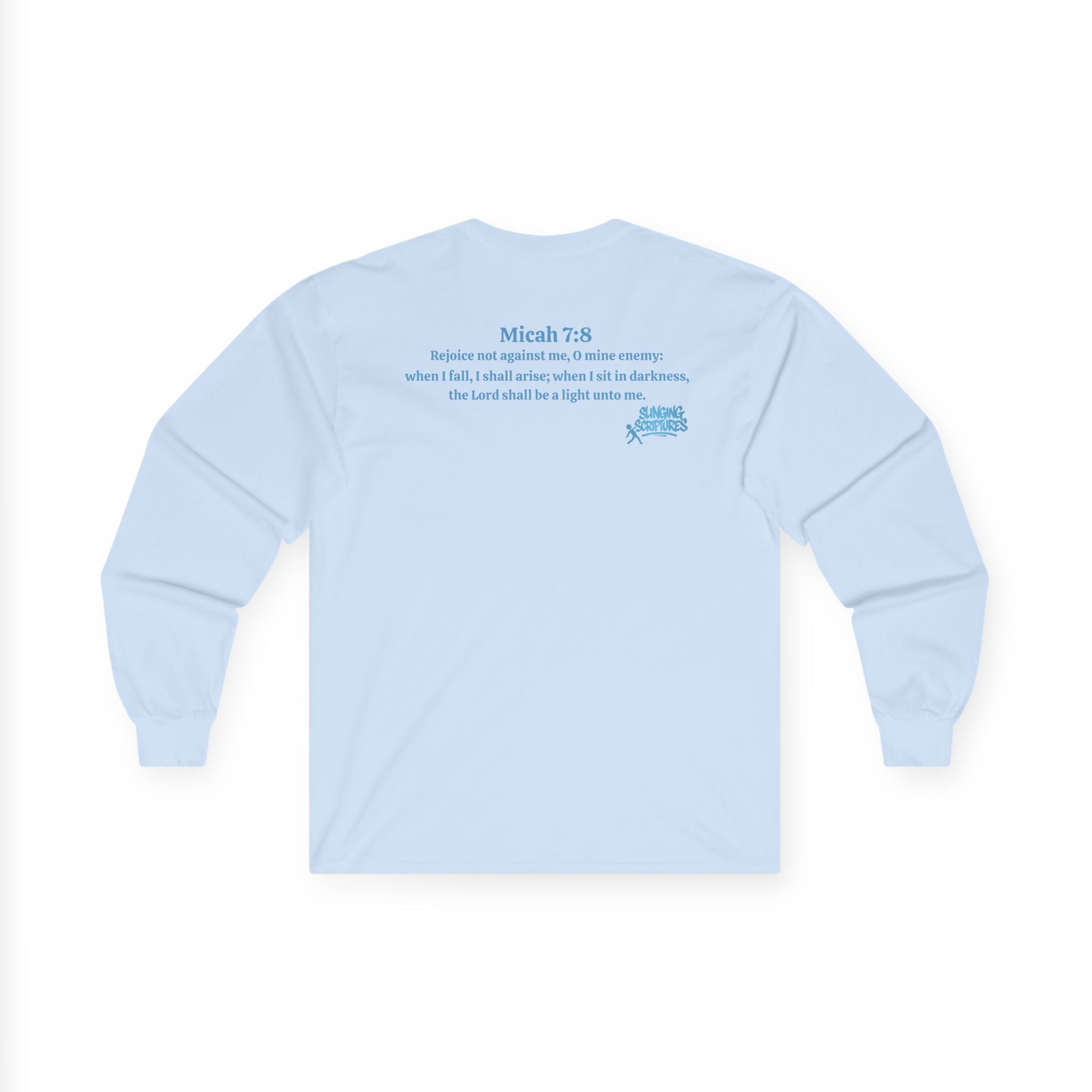 Back: Full Micah 7:8 Scripture text with Slinging Scriptures logo.