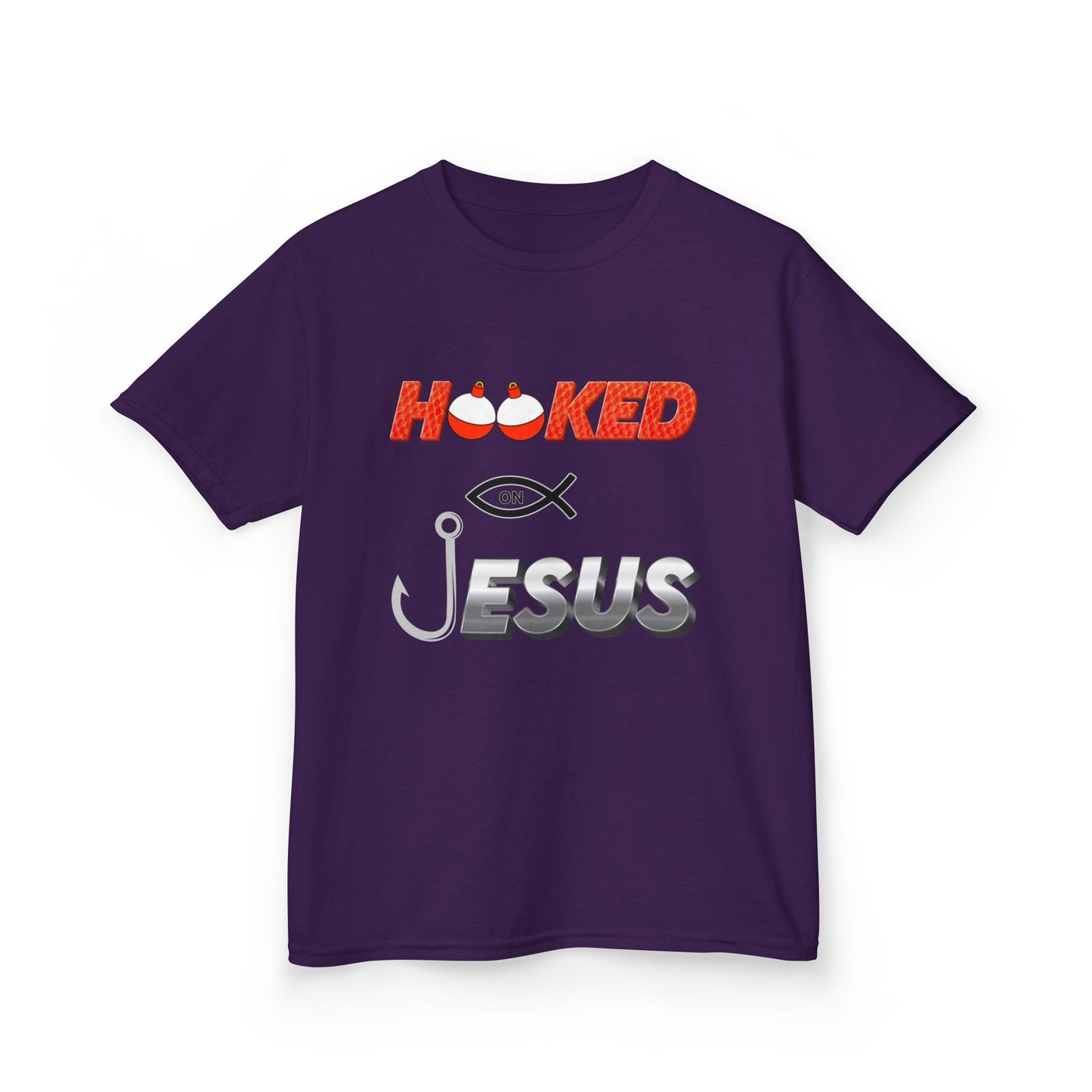 Hooked on Jesus Kids Tee | Matthew 4:19 Scripture Shirt | Christian Fishing T-Shirt for Children | Faith-Based Kids Apparel