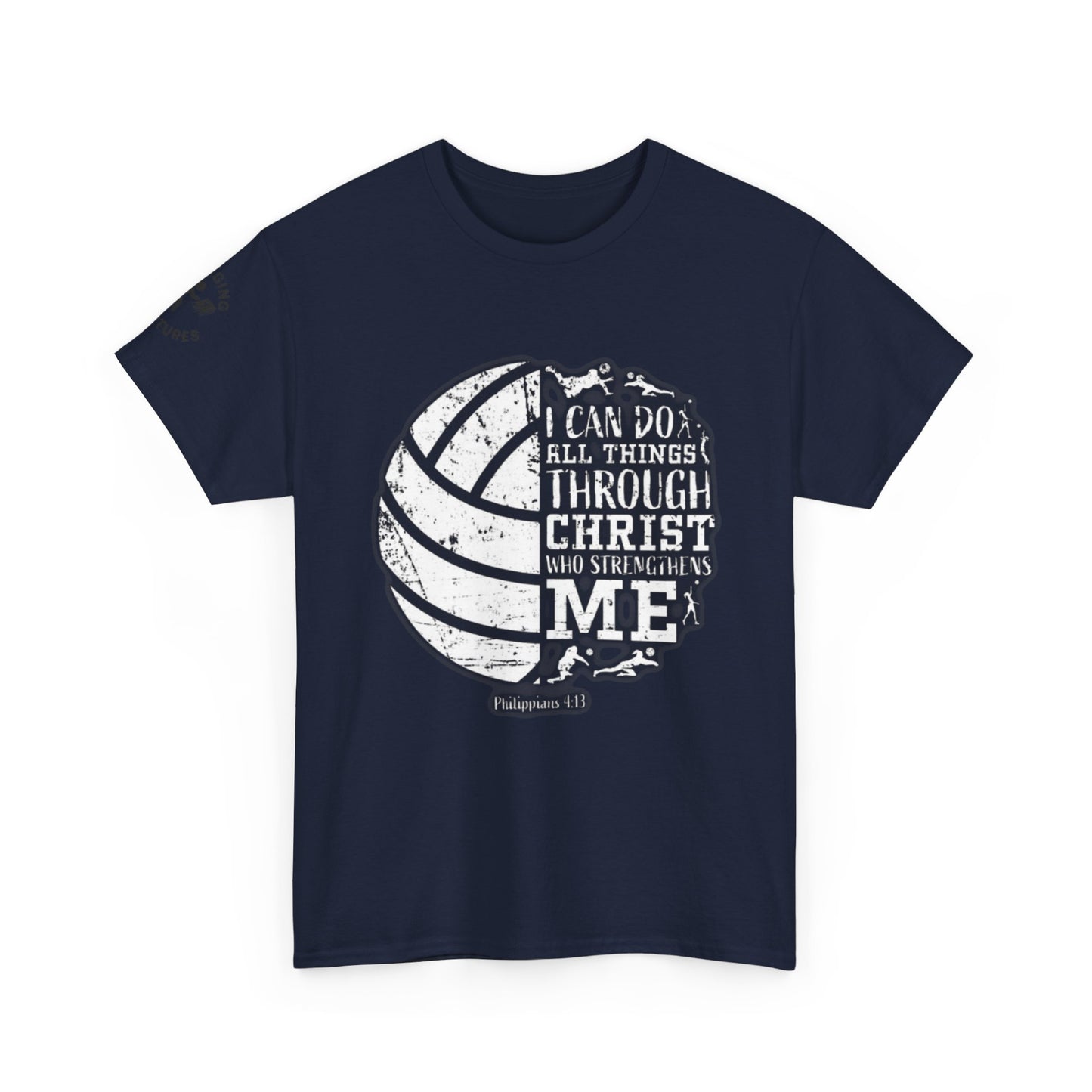 Philippians 4:13 Volleyball Tee | Christian Sports Shirt | Unisex Heavy Cotton T-Shirt