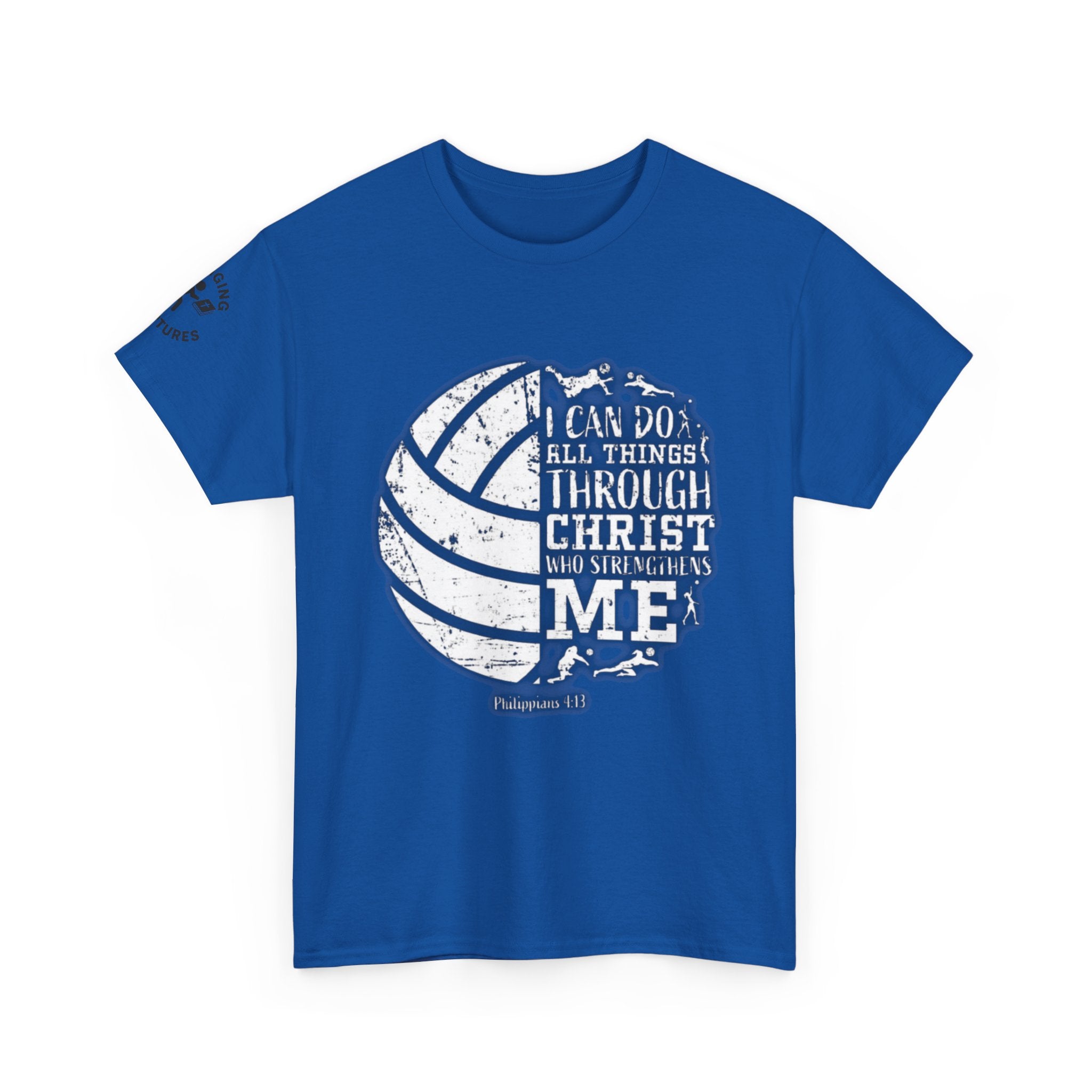 Philippians 4:13 Volleyball Tee | Christian Sports Shirt | Unisex Heavy Cotton T-Shirt