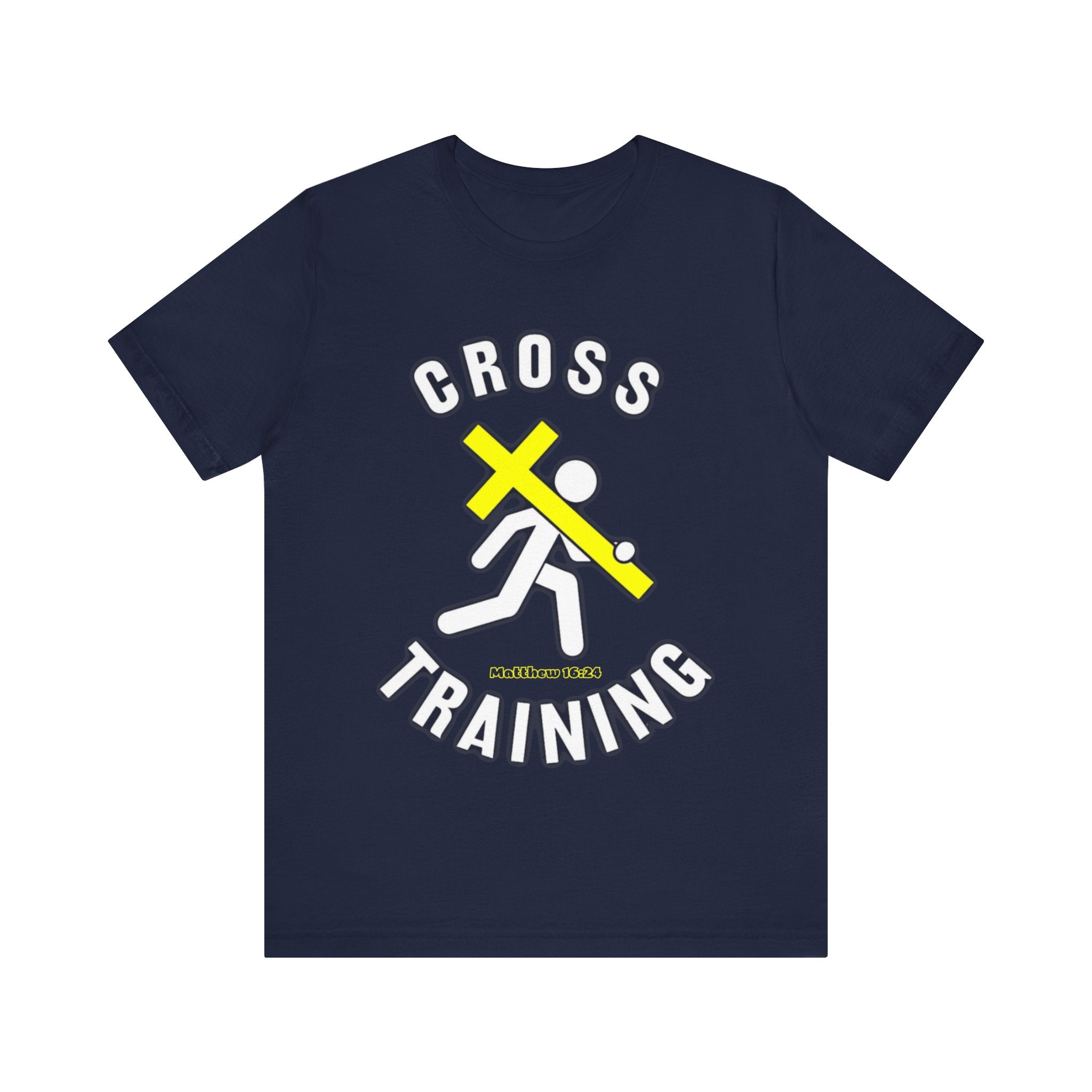 Cross Training — Matthew 16:24 | Unisex Jersey Short Sleeve Christian T-Shirt