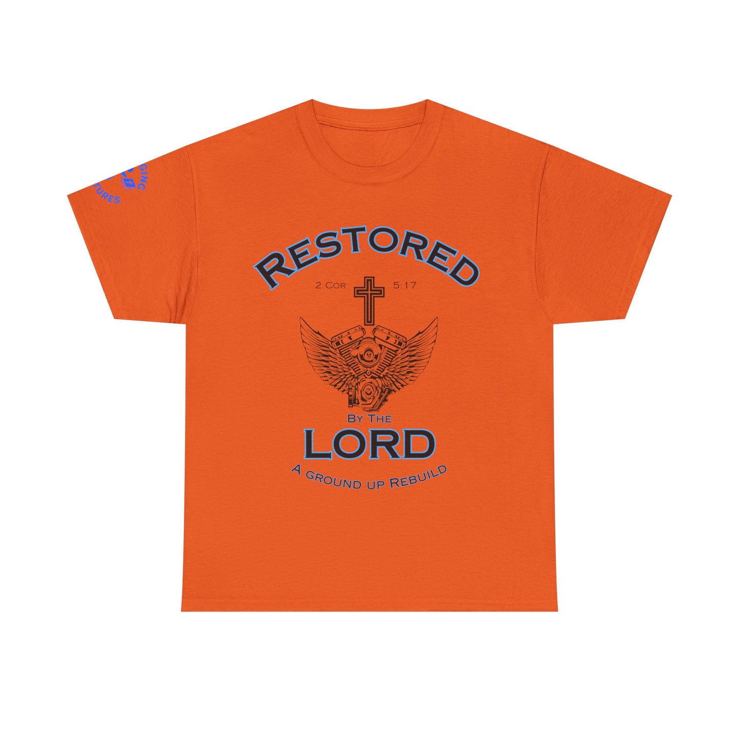 Restored by the Lord Tee | 2 Corinthians 5:17 Scripture Shirt | Christian Rebuild T-Shirt | Unisex Heavy Cotton Tee