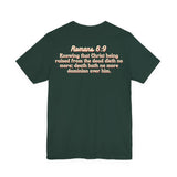 Jesus the Ultimate Deadlifter Tee — Romans 6:9 | Unisex Jersey Short Sleeve Christian T-Shirt