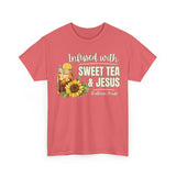 Infused with Sweet Tea & Jesus Tee – Southern Faith Shirt for Women | Boutique Christian Graphic T-Shirt