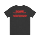 Fighting the Darkness Christian Jersey T-Shirt – Ephesians 6:12 Bible Verse Tee, Spiritual Warrior Faith Apparel