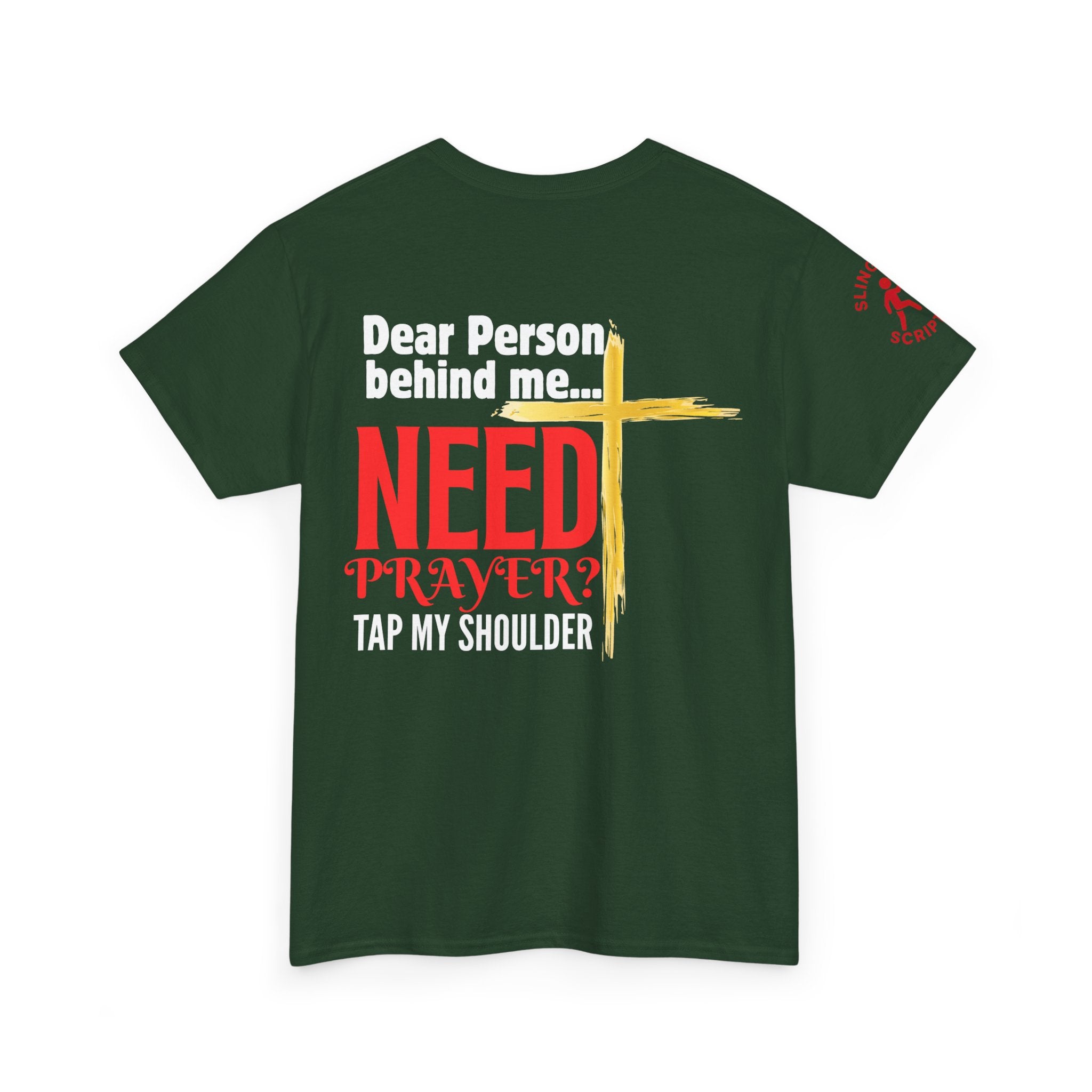 Need Prayer? Tap My Shoulder Tee — Faith Conversation Starter, Christian Unisex Heavy Cotton T-Shirt