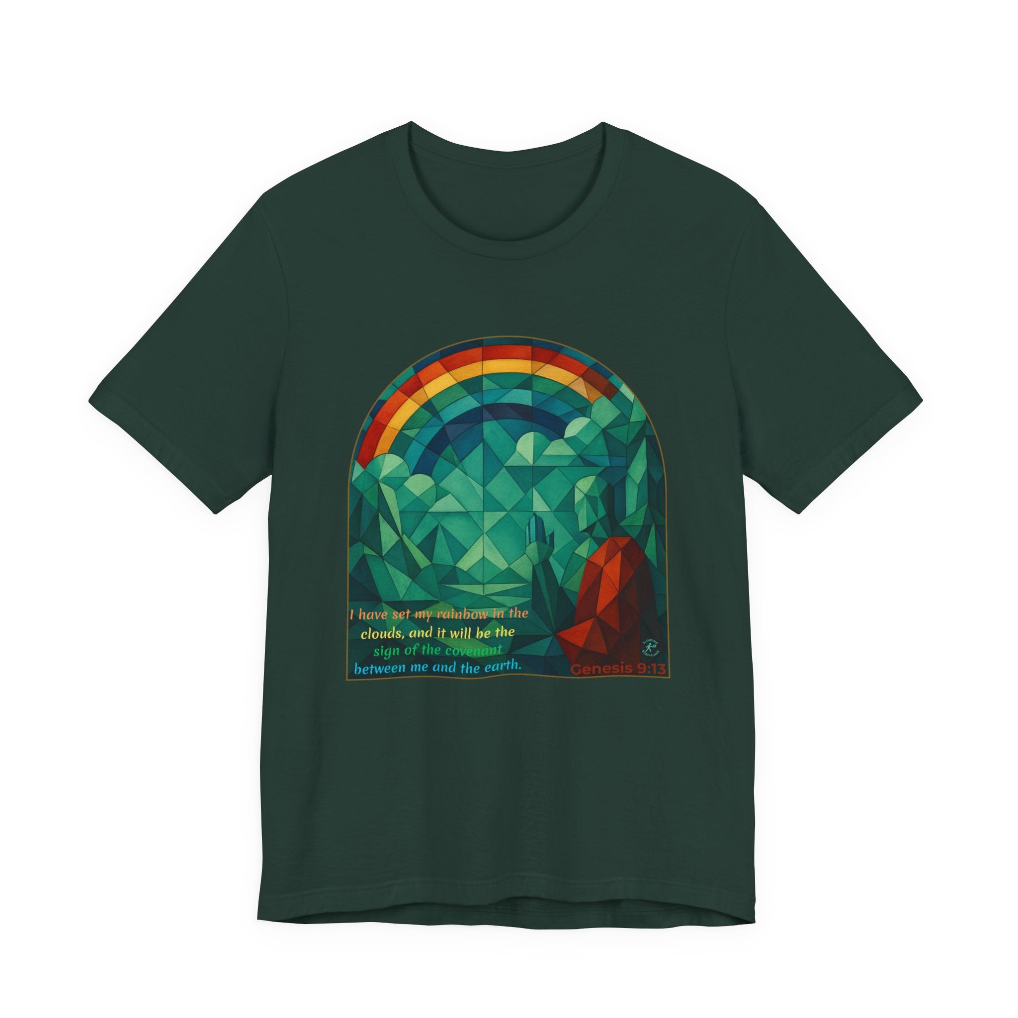 Promise Keeper Rainbow Tee — Genesis 9:13” | Unisex Jersey Short Sleeve Christian Tee