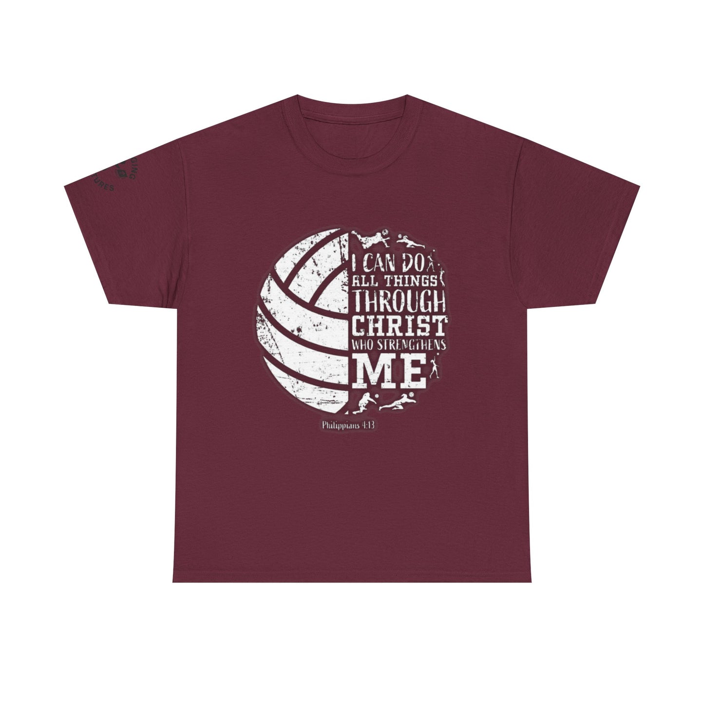 Philippians 4:13 Volleyball Tee | Christian Sports Shirt | Unisex Heavy Cotton T-Shirt