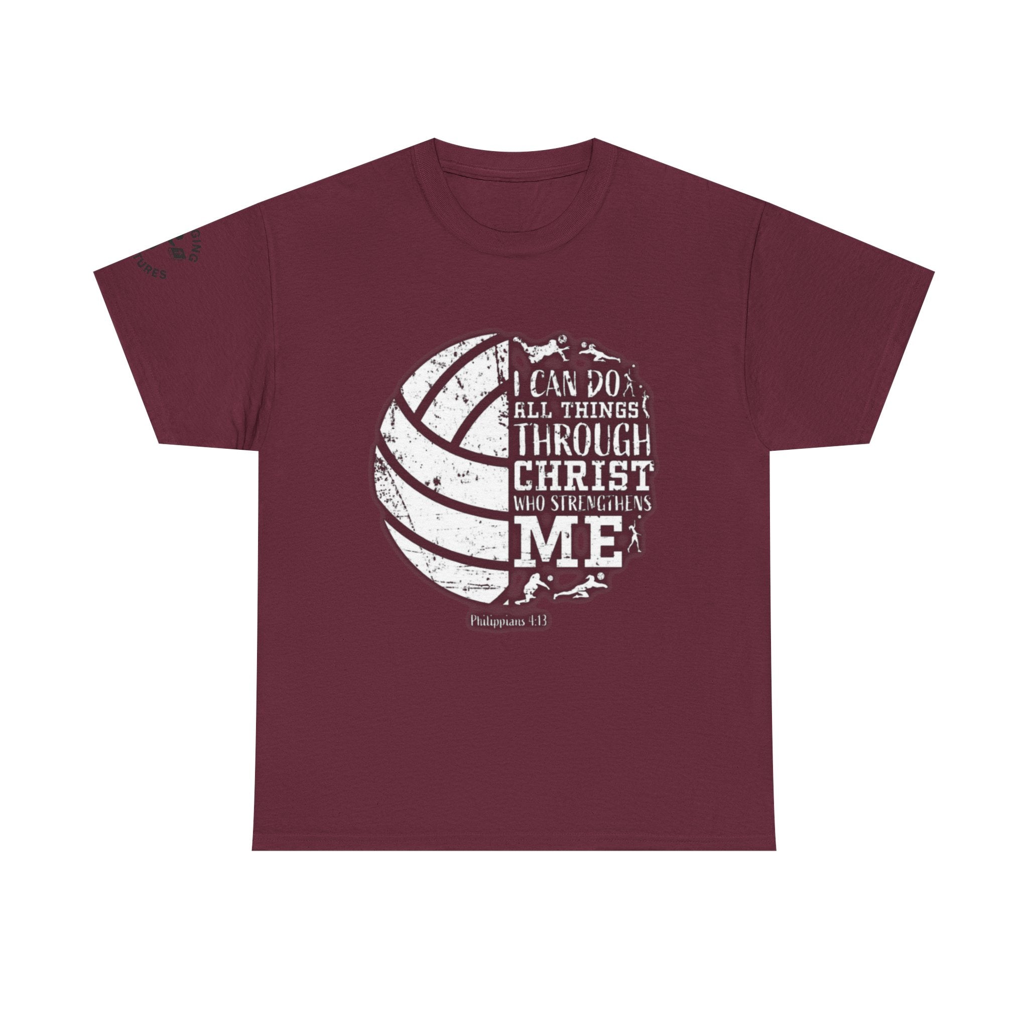 Philippians 4:13 Volleyball Tee | Christian Sports Shirt | Unisex Heavy Cotton T-Shirt