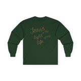 Jesus Is the Light of My Life – Unisex Long Sleeve Christian Christmas T-Shirt, Holiday Faith Apparel