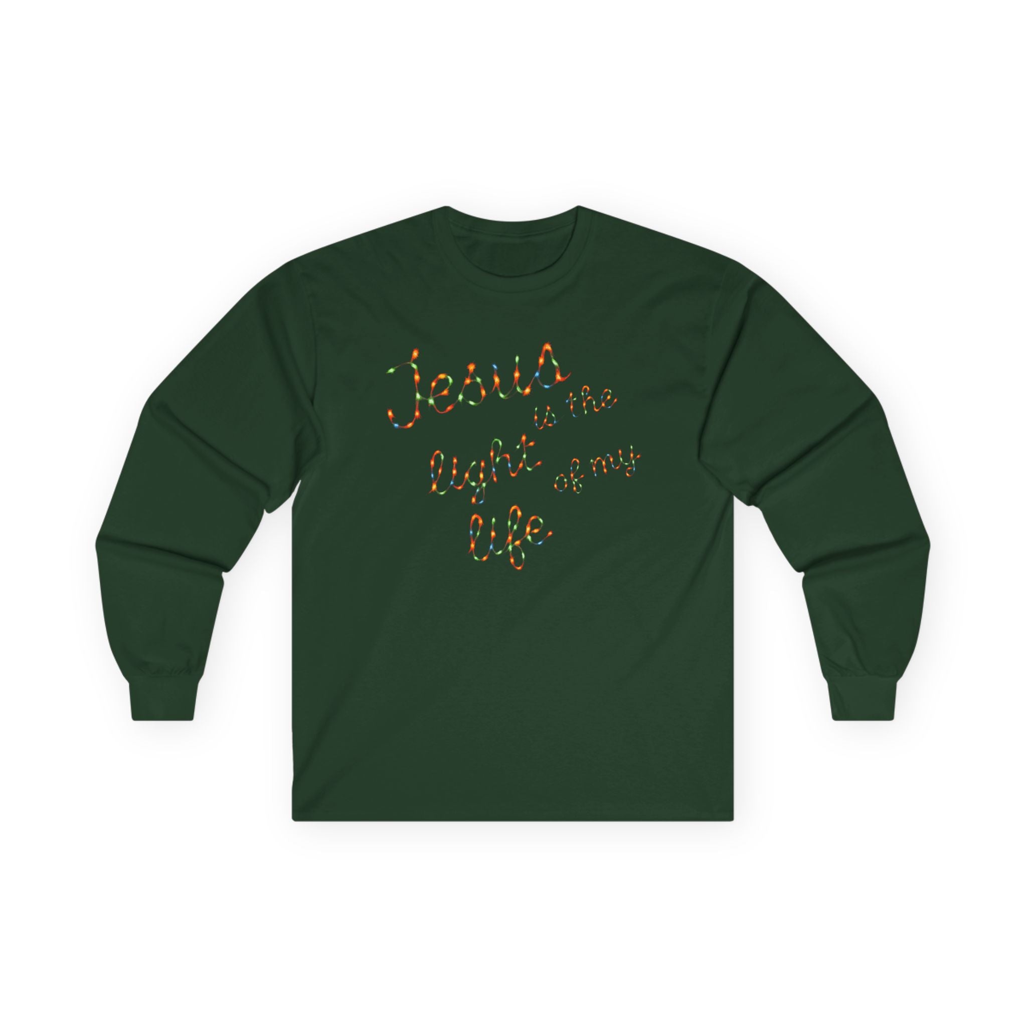 Jesus Is the Light of My Life – Unisex Long Sleeve Christian Christmas T-Shirt, Holiday Faith Apparel