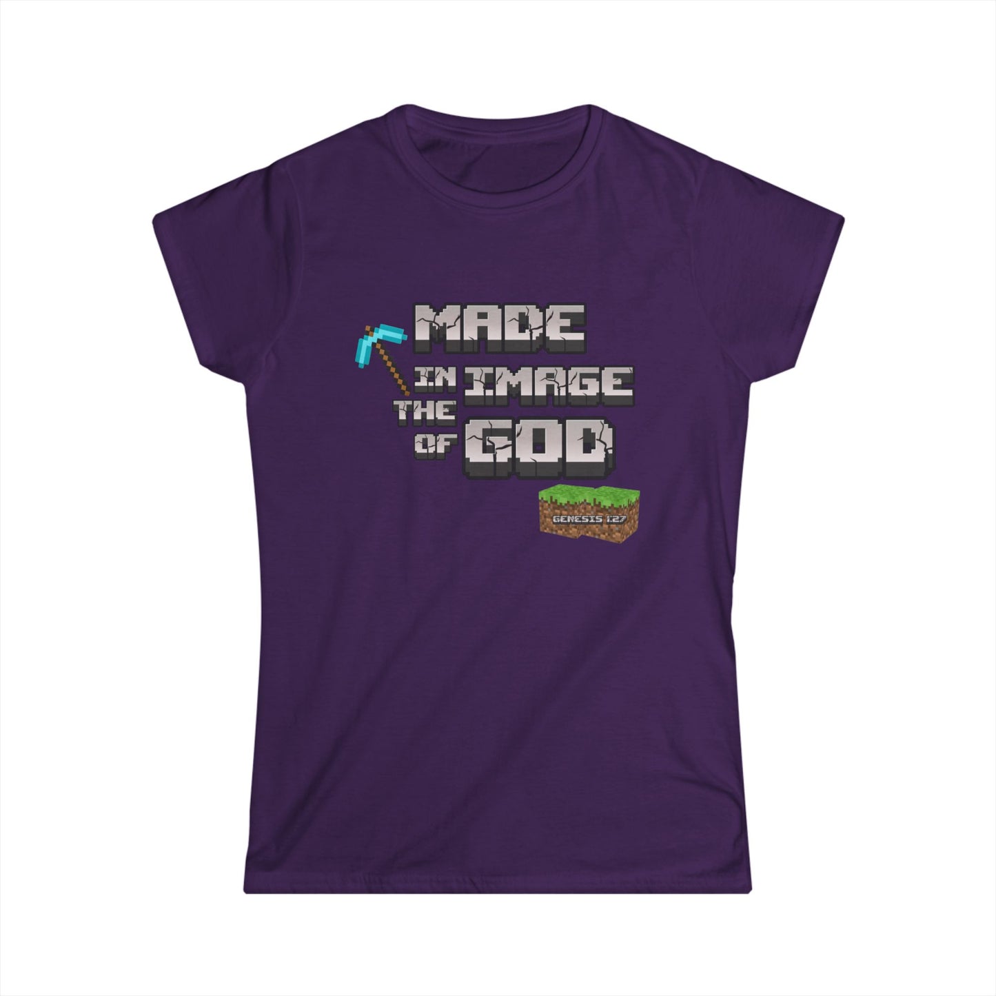 Made in the Image of God | Genesis 1:27 Christian Minecraft-Inspired Women’s Tee