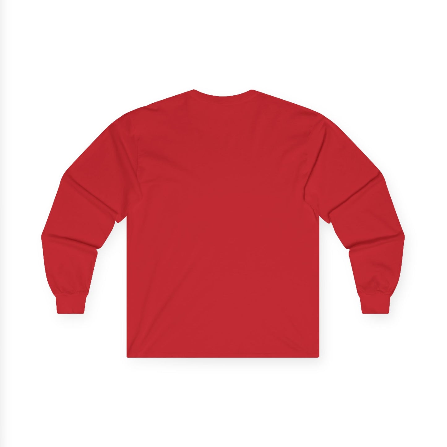 Back: Back view — red long sleeve shirt blank