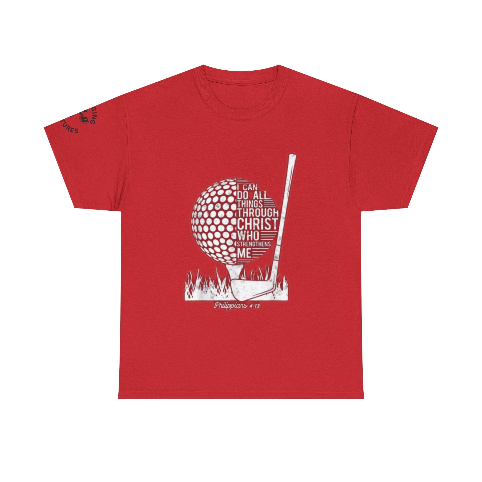 Philippians 4:13 Golf Tee | Christian Sports Shirt | Faith-Based Athletic Apparel | Unisex Heavy Cotton