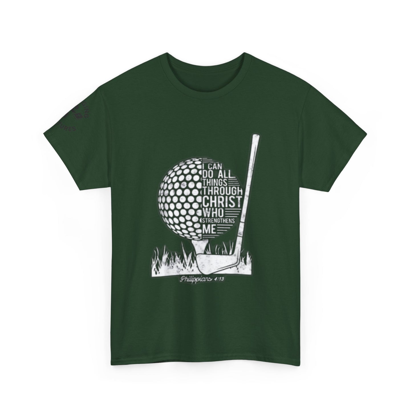 Philippians 4:13 Golf Tee | Christian Sports Shirt | Faith-Based Athletic Apparel | Unisex Heavy Cotton