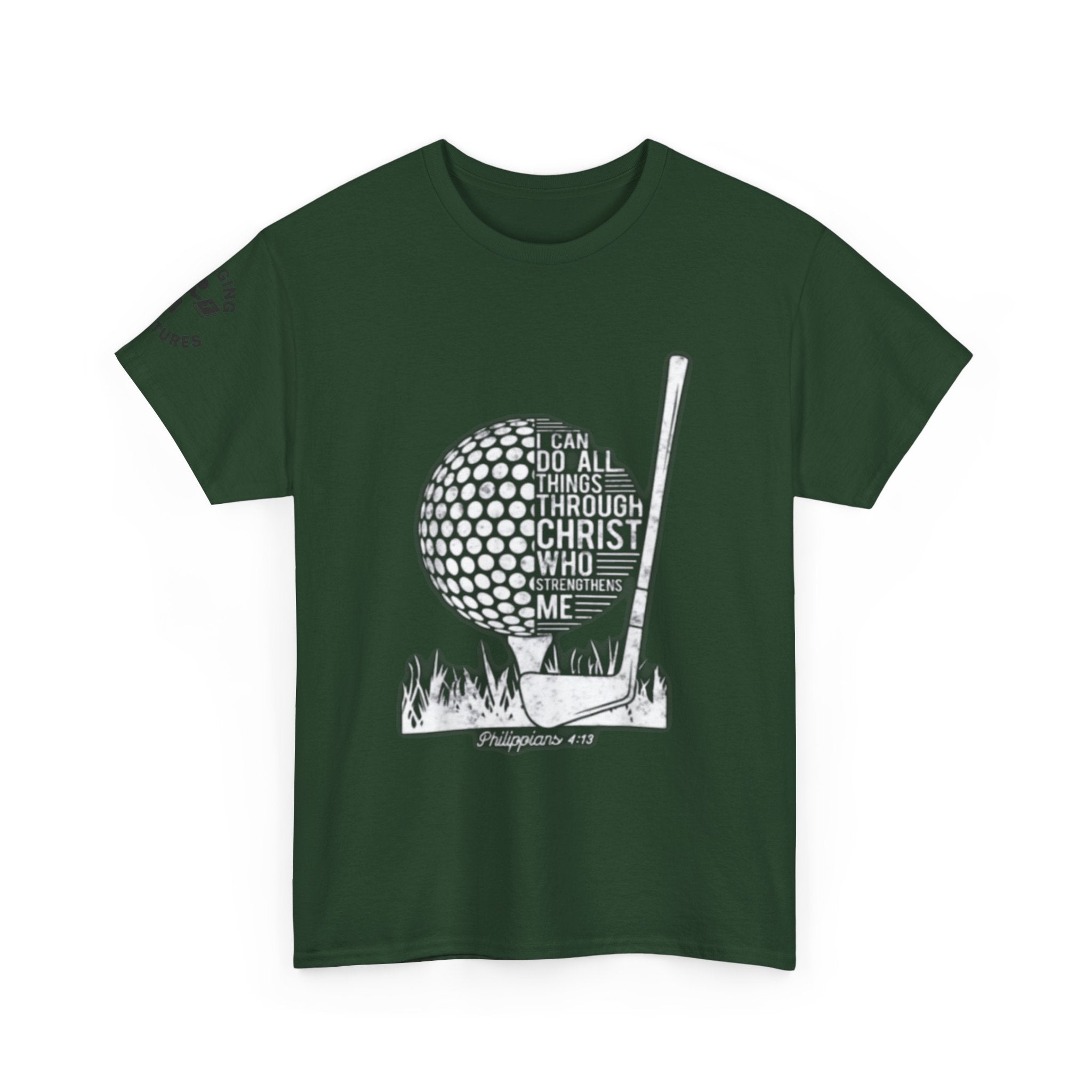 Philippians 4:13 Golf Tee | Christian Sports Shirt | Faith-Based Athletic Apparel | Unisex Heavy Cotton