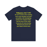 Funny Fish Tee | Philippians 4:6–7 Scripture Shirt | Christian Fisherman T-Shirt | Unisex Jersey Short Sleeve